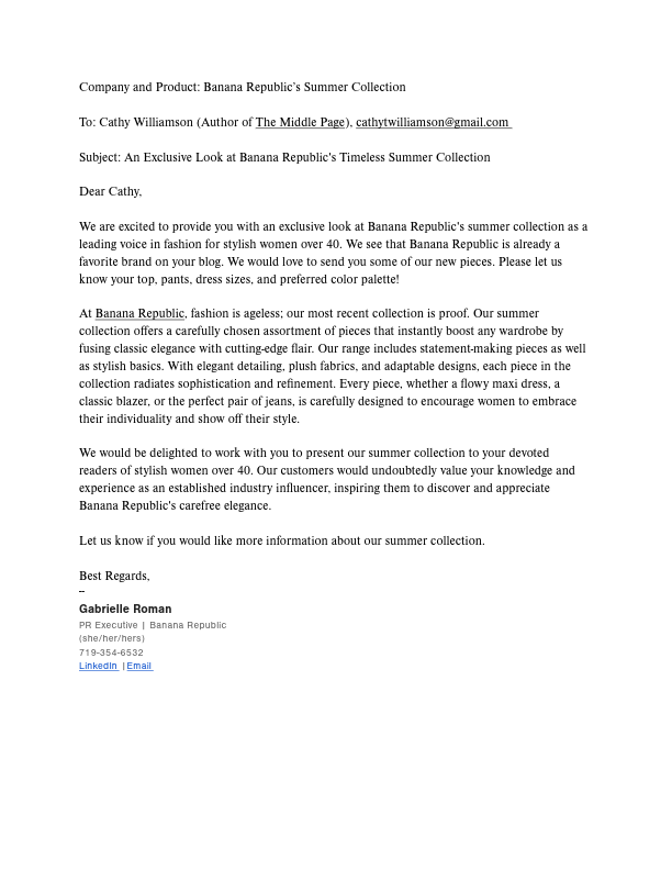 PR Pitch to the Media