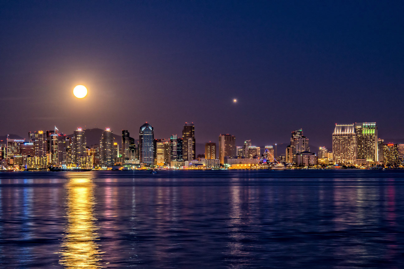 San Diego Moon Over Downtown 3