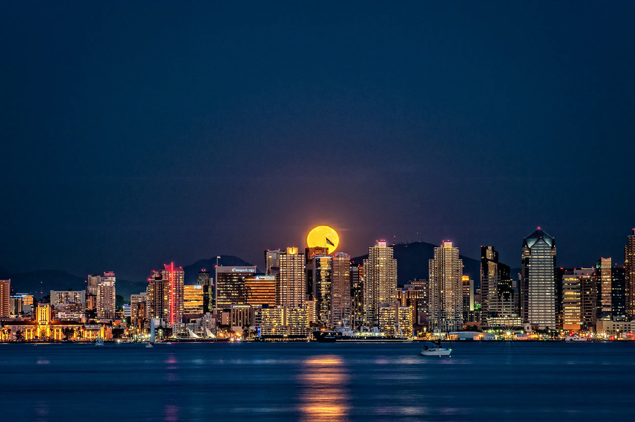 San Diego Moon Over Downtown