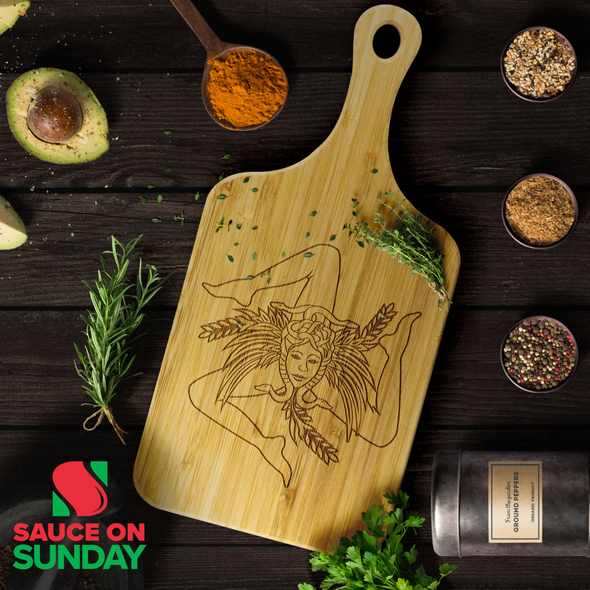 Trinacria Line Art - Cutting Board