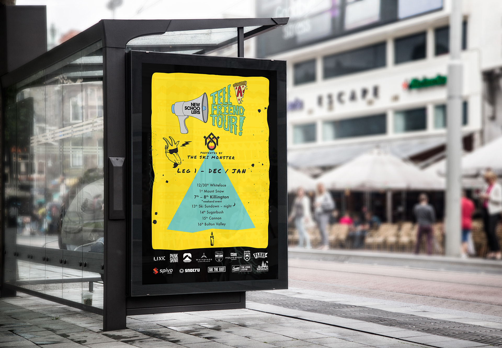 Poster design for resort stops broken into regional zones