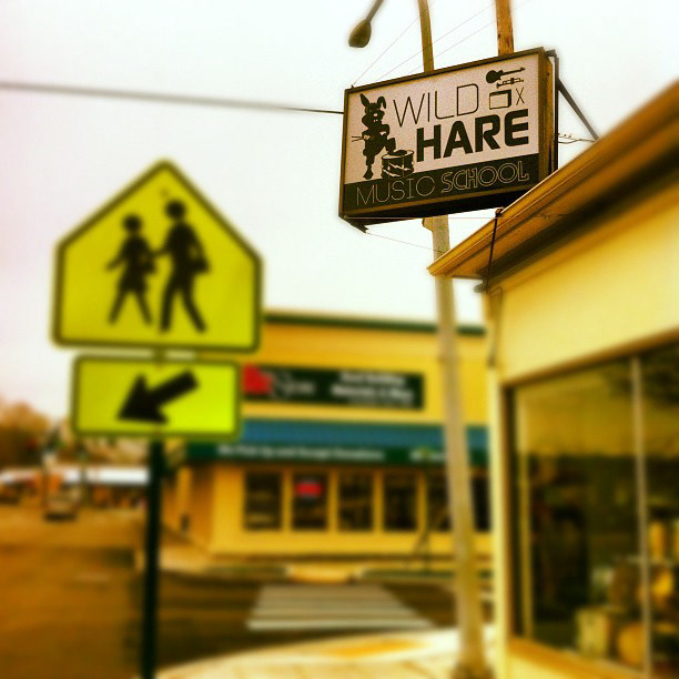 Wild Hare Music School store sign