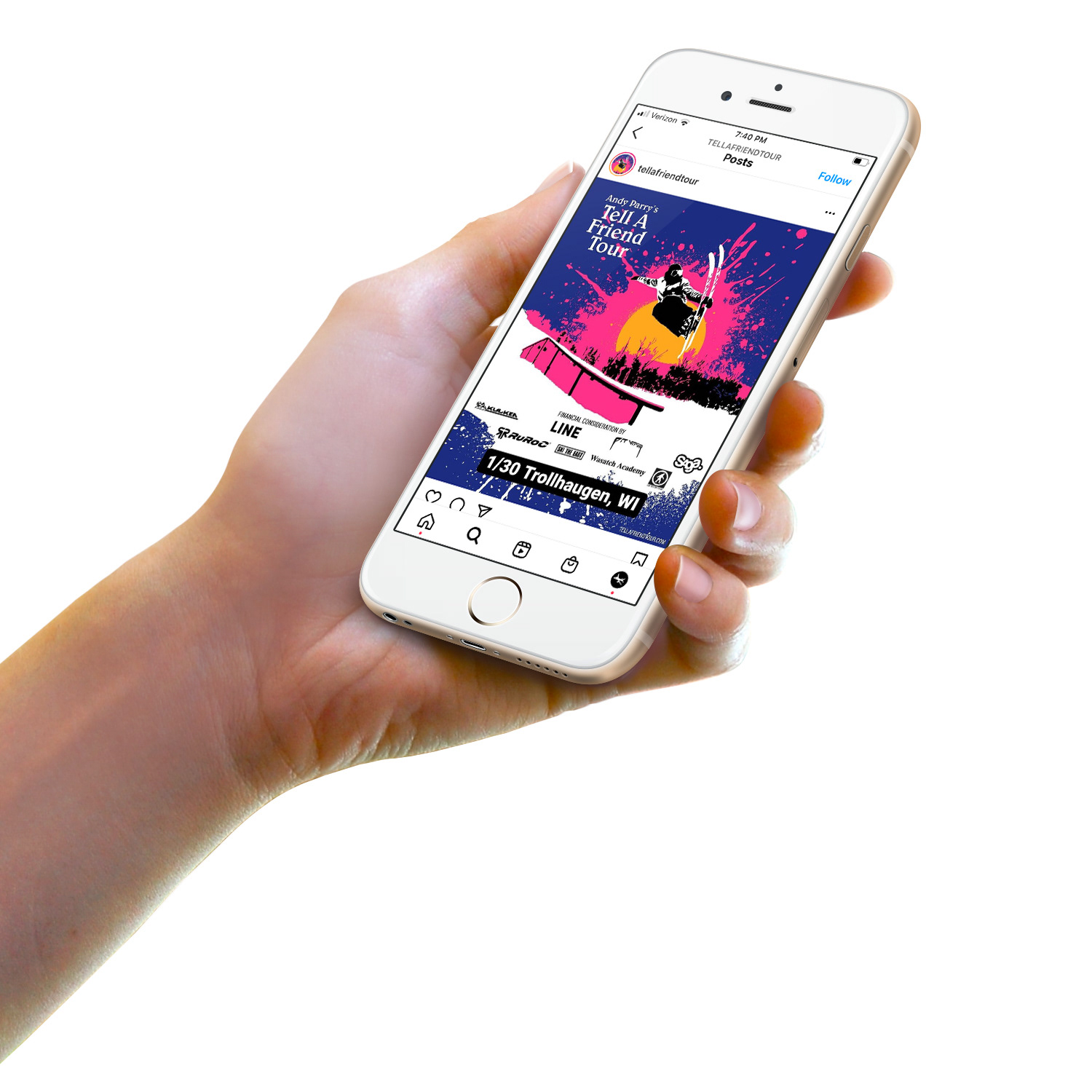 Instagram marketing material for Andy Parrys 2021 Tell A Friend Tour