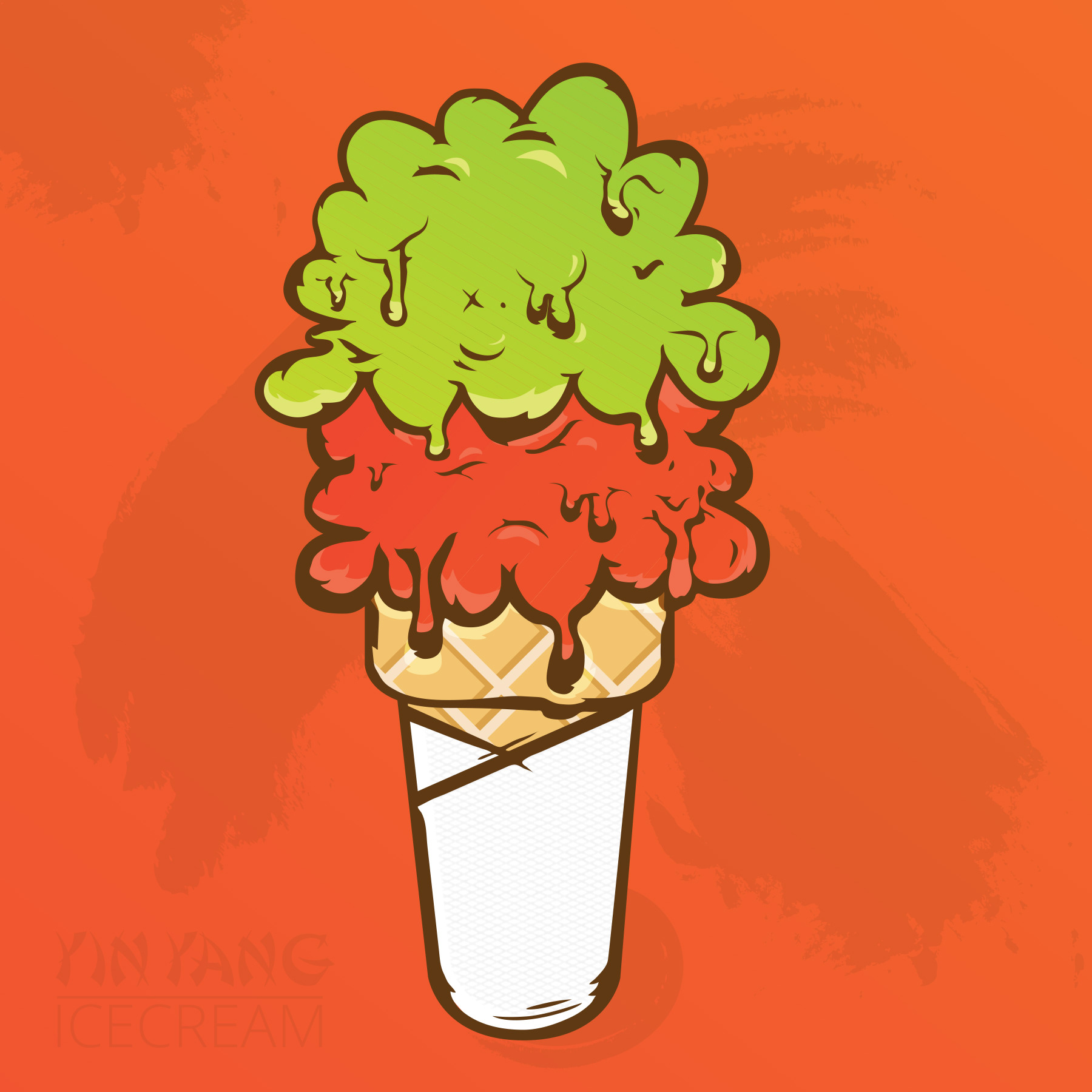 Ying-yang Ice Cream Illustration