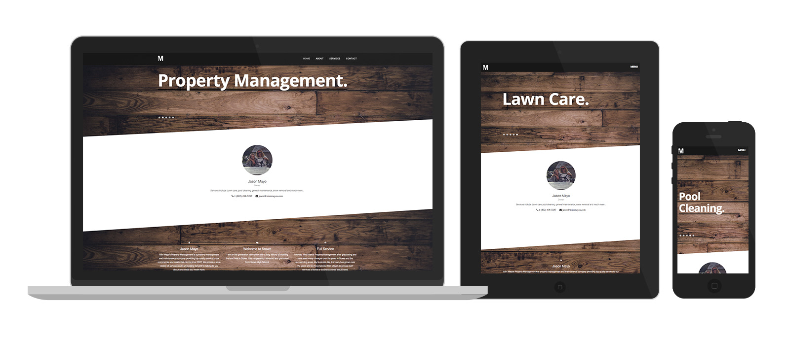 Simple local business website design for Proberty Management company in Vermont