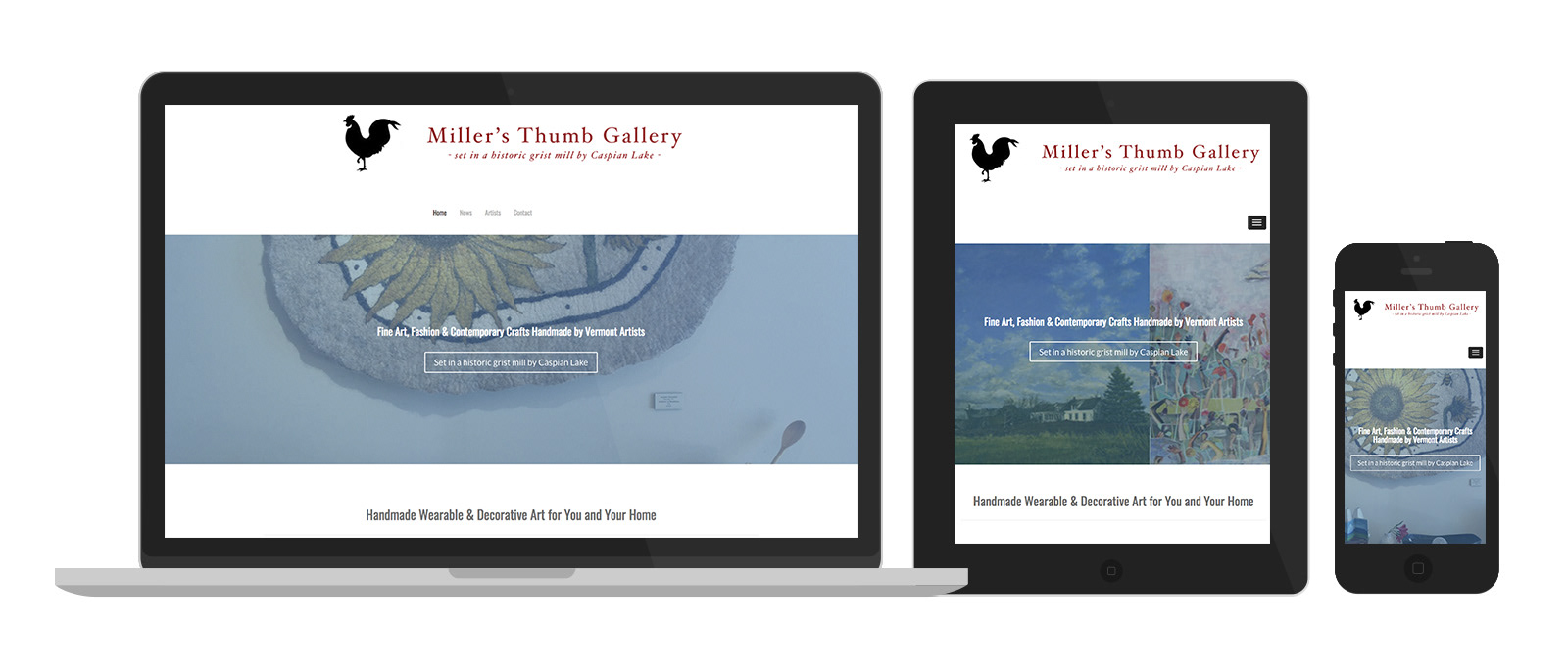 Art Gallery website listing upcoming events and artists