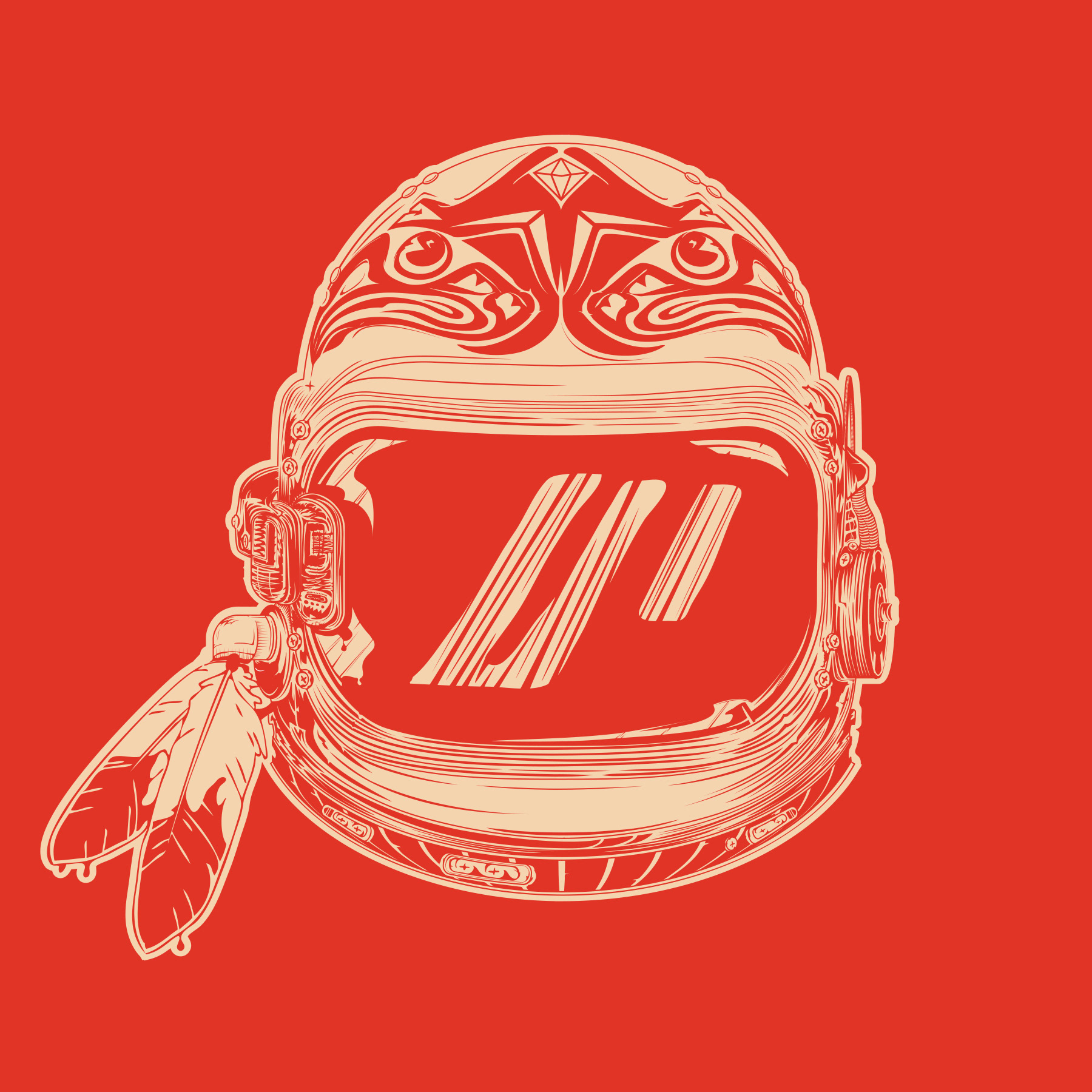 Astronaut Helmet // modern mask illustration by Christopher Lisle, Series 1 0f 4