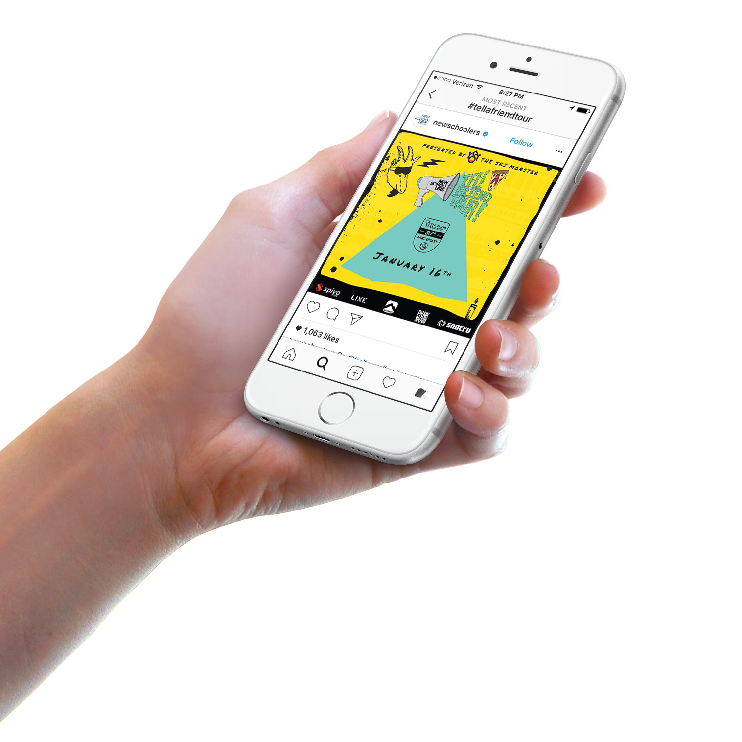 Marketing content poster design in phone display (social)