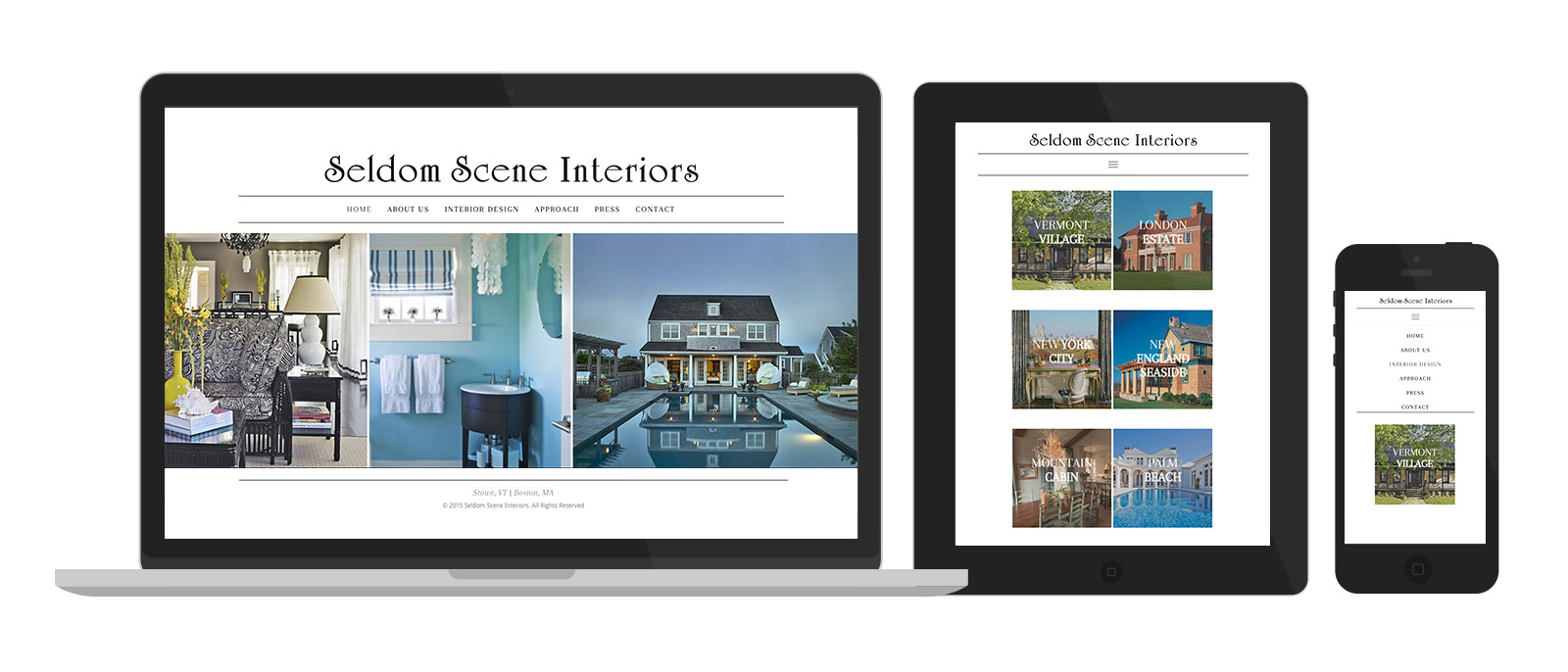 Seldome Scene Interiors website design using wordpress framework