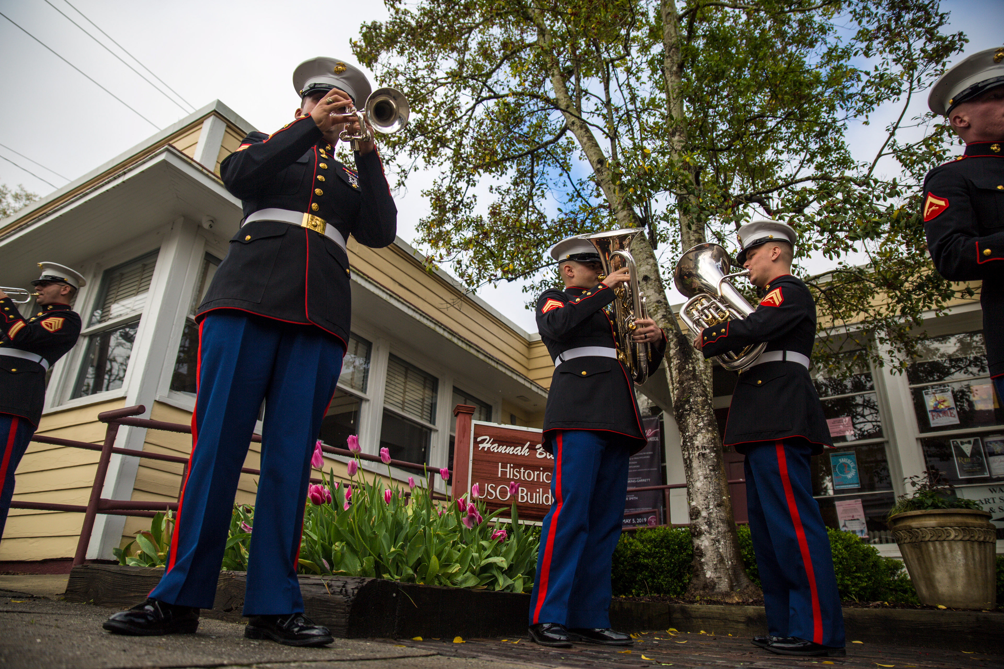 Parade members warm up for the the 72nd annual N.C. Azalea Festival parade along 3rd St. in downtown Wilmington, NC, on Saturday, April 6, 2019.