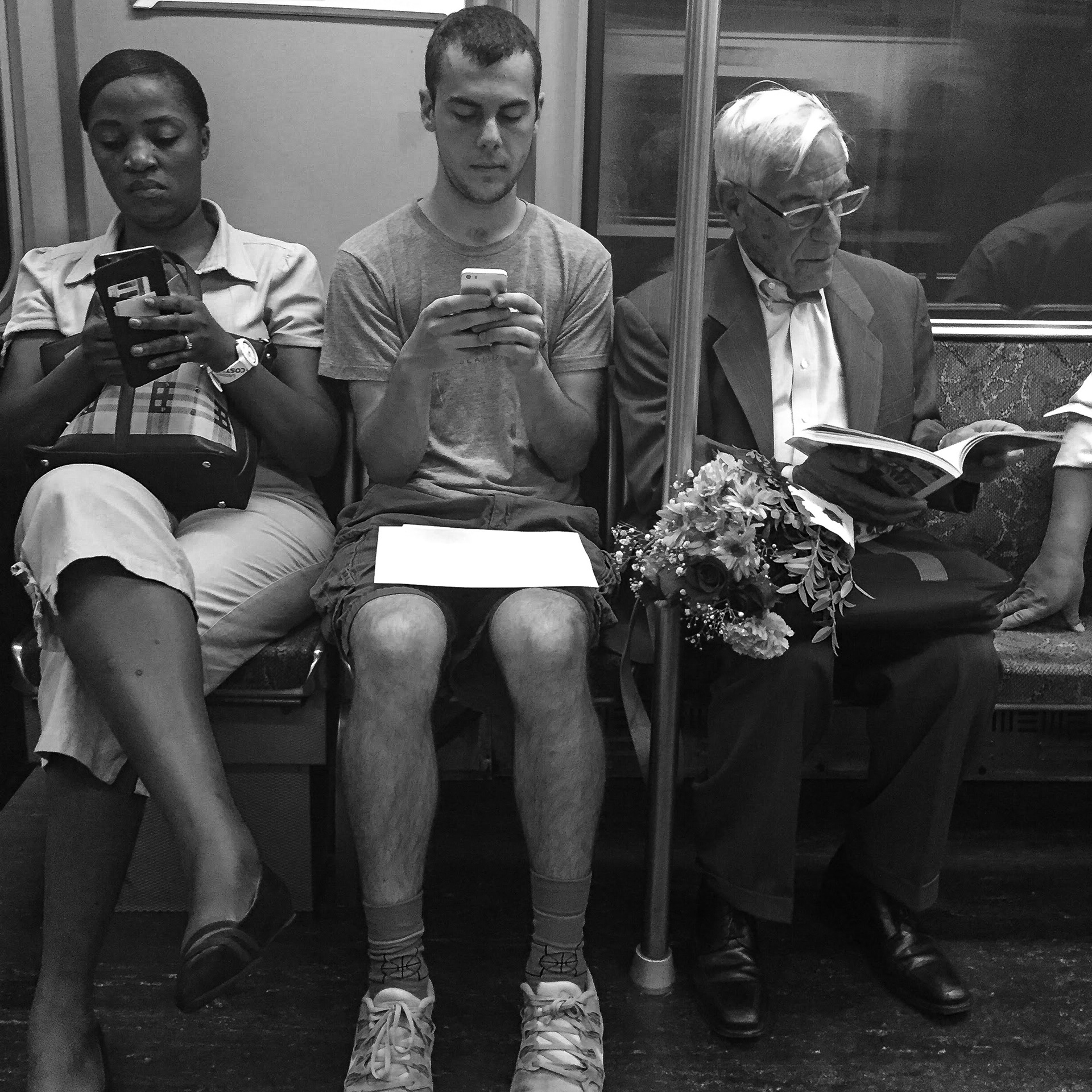 Reading a Book on the T