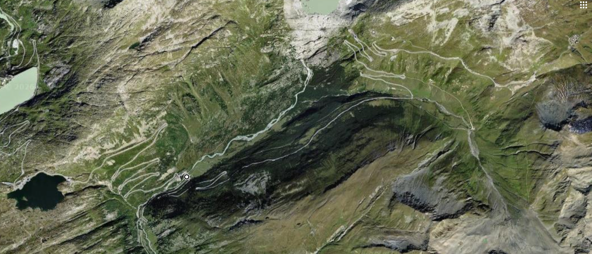 Ariel map view with Grimsel on left and Furka on the right