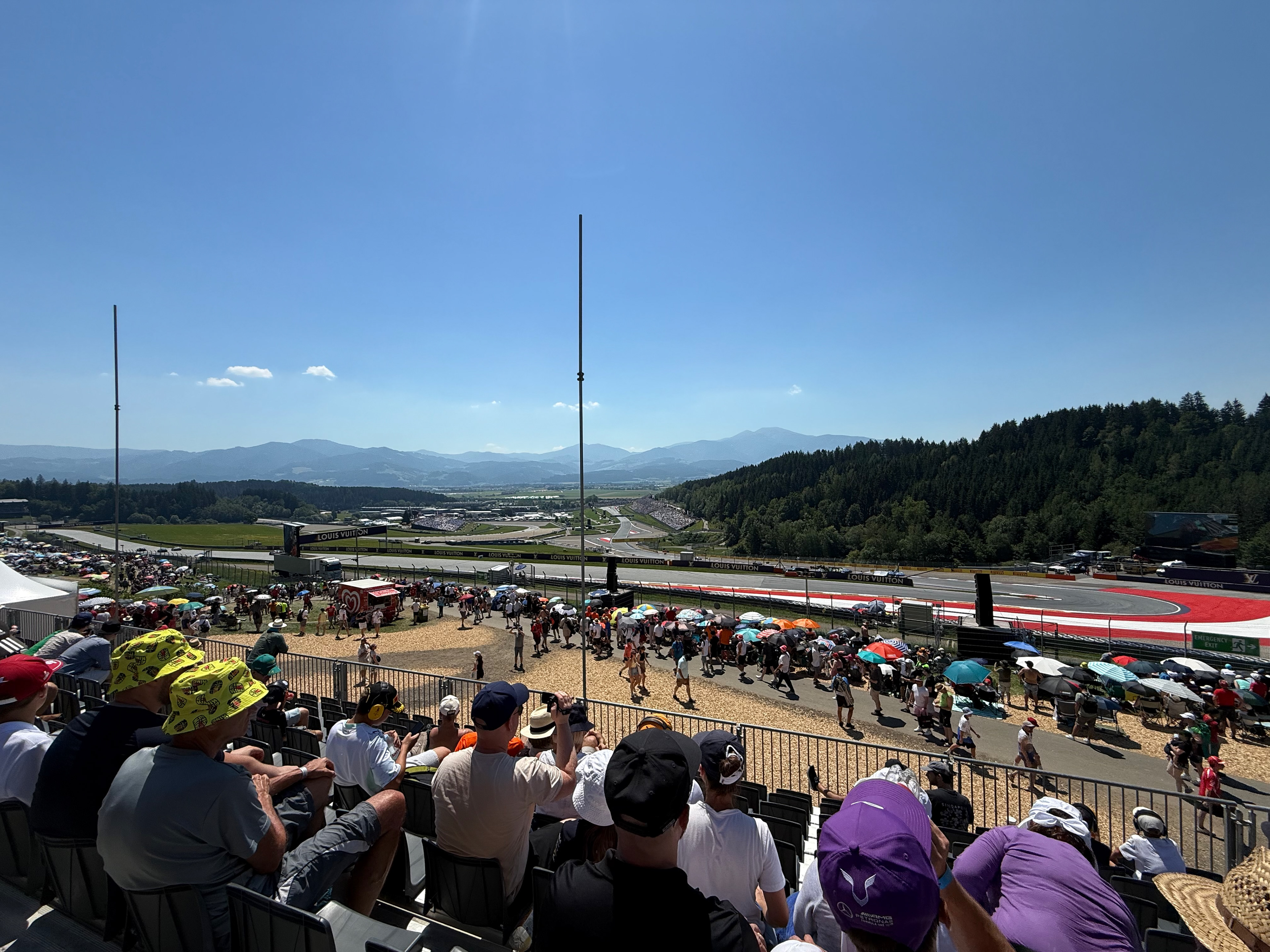 View from our seats in the T3 grandstands