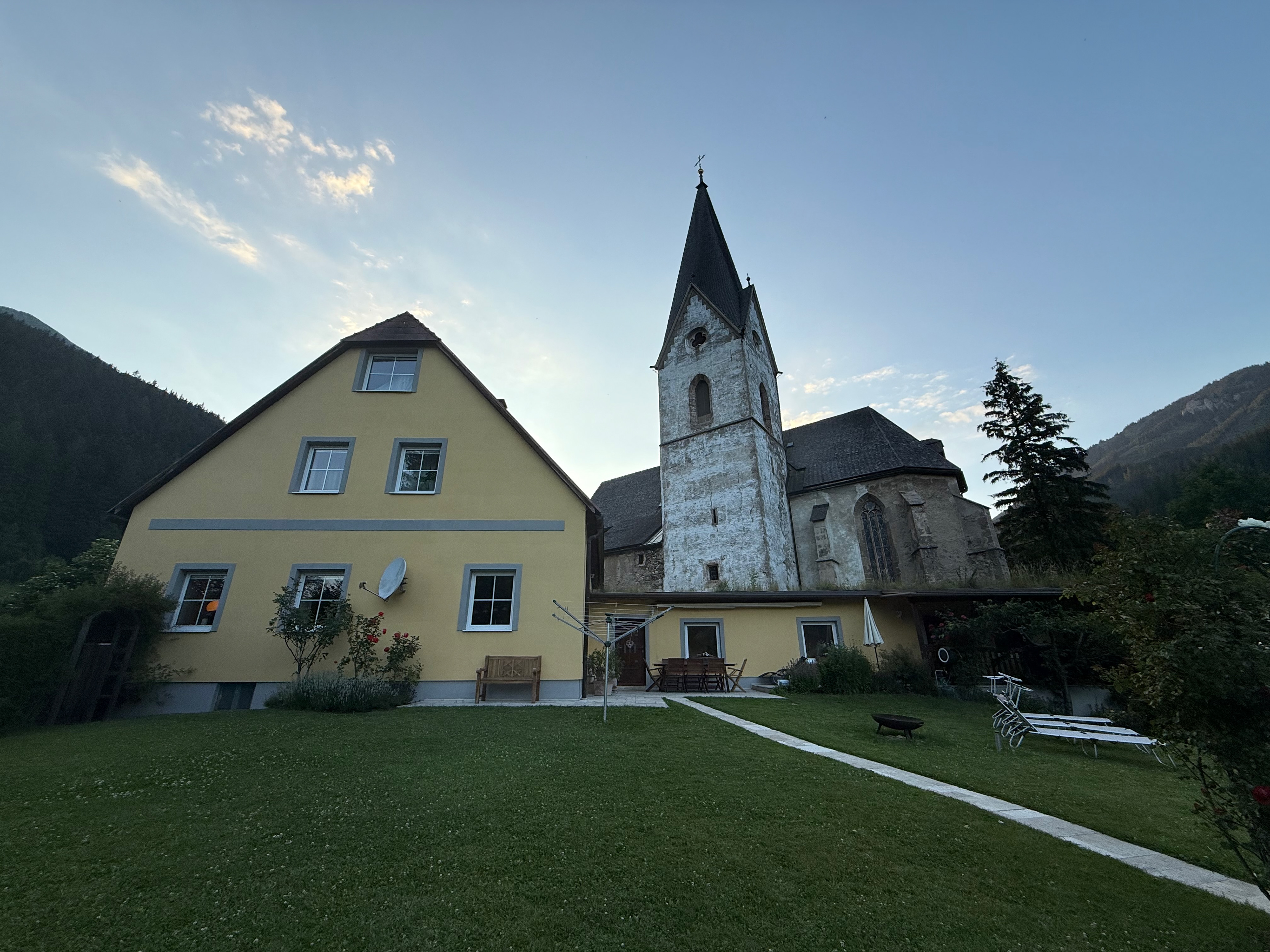 Abandoned church behind our Airbnb; quite a site