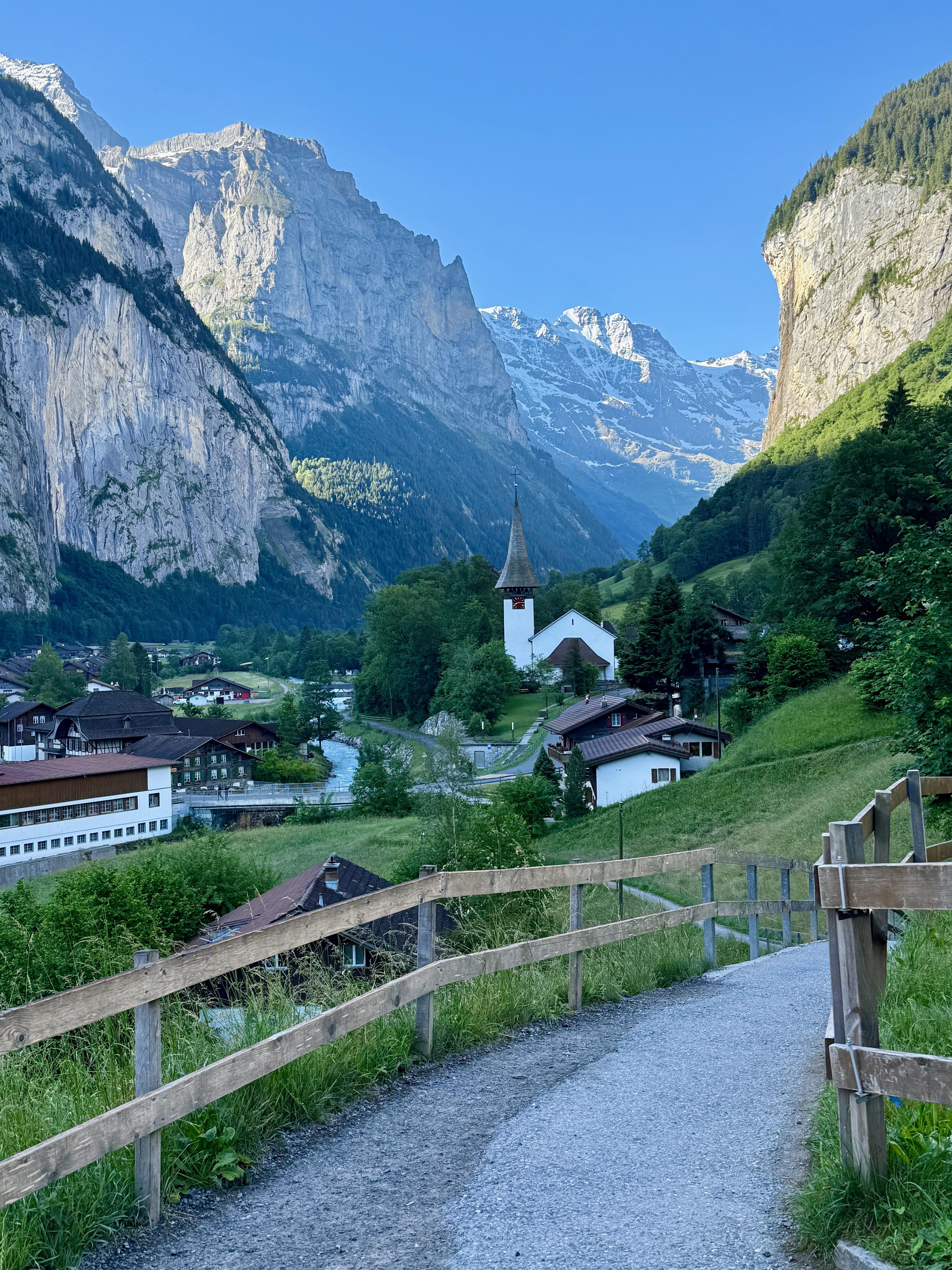 Lauterbrunnen view on our walk to the train station