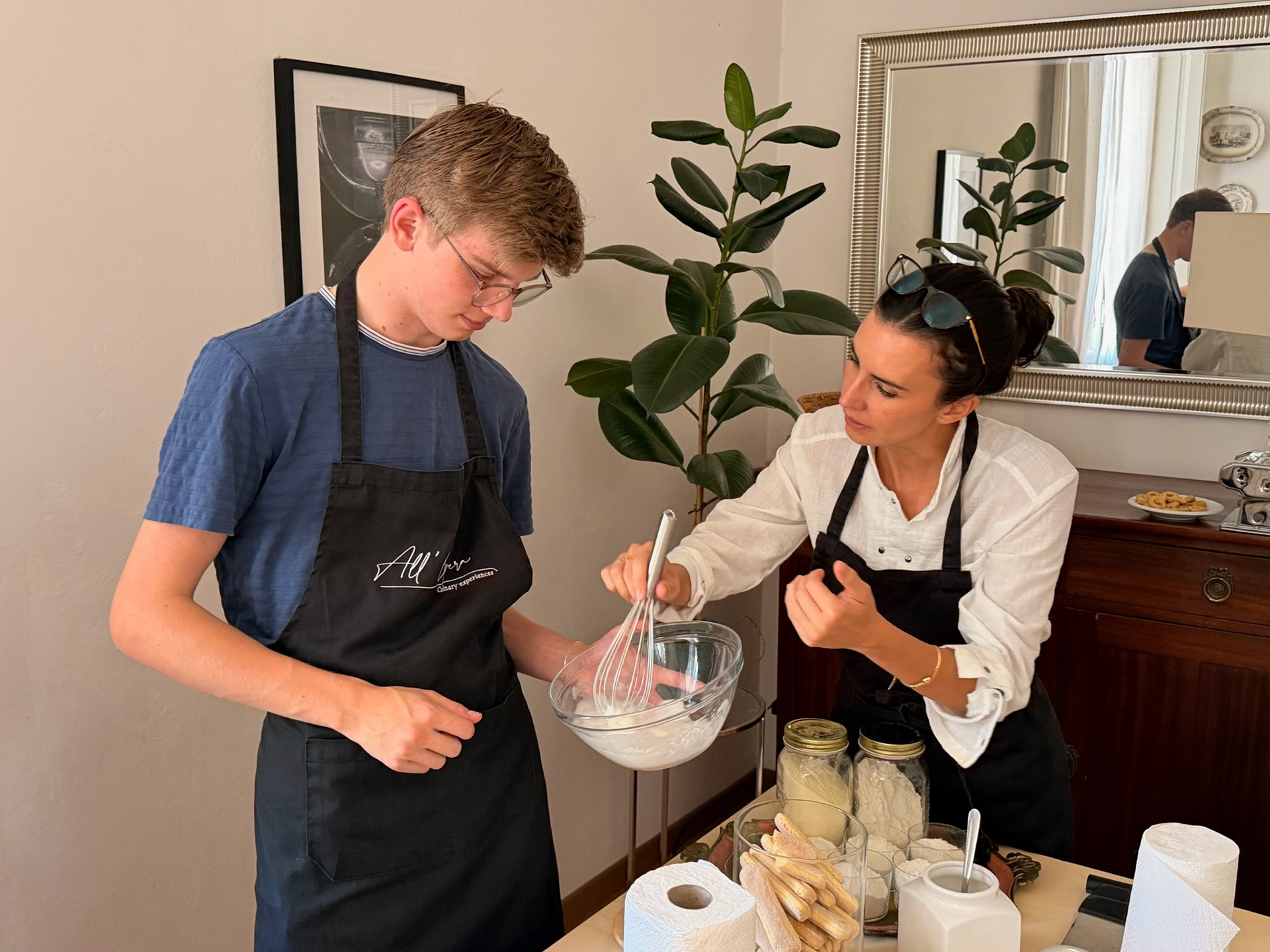 Creating stiff egg whites for the tiramisu cream