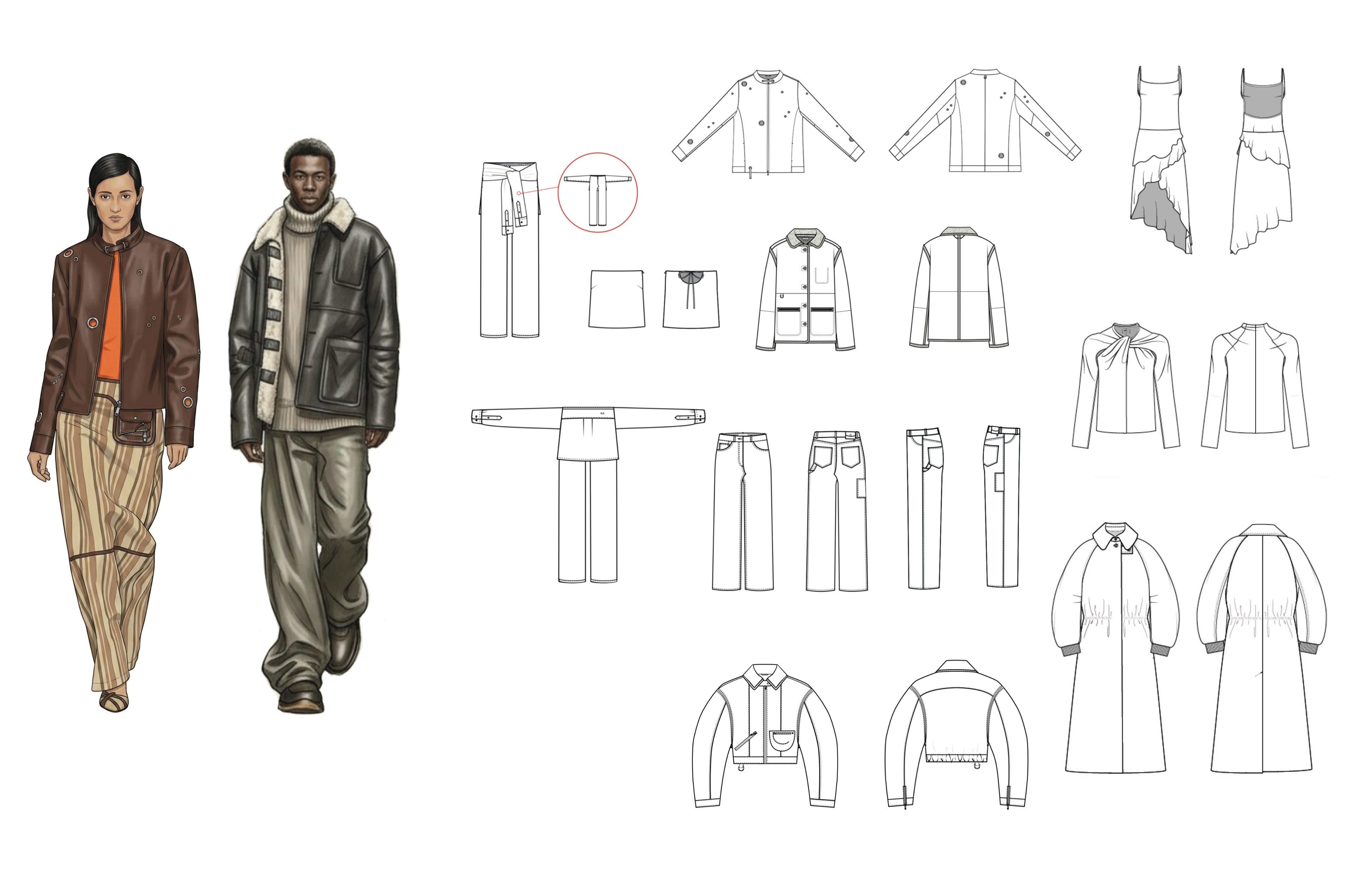 Fall Winter 23 render + tech. drawing