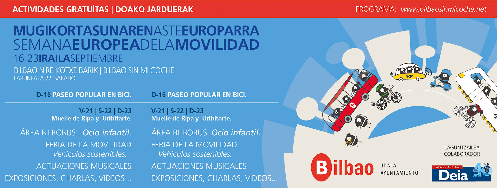 Semana Europea de la Movilidad - Bilbao, sin mi coche! Prensa