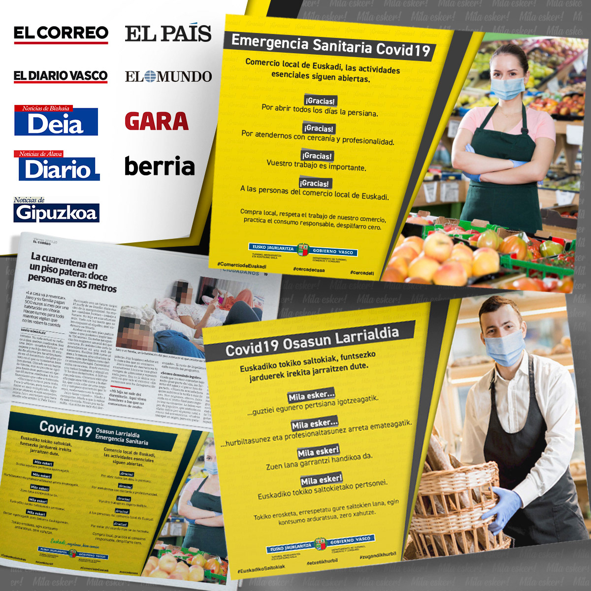 Campaña de prensa de agradecimiento al comercio local. Gobierno Vasco, departamento de turismo, comercio y consumo 