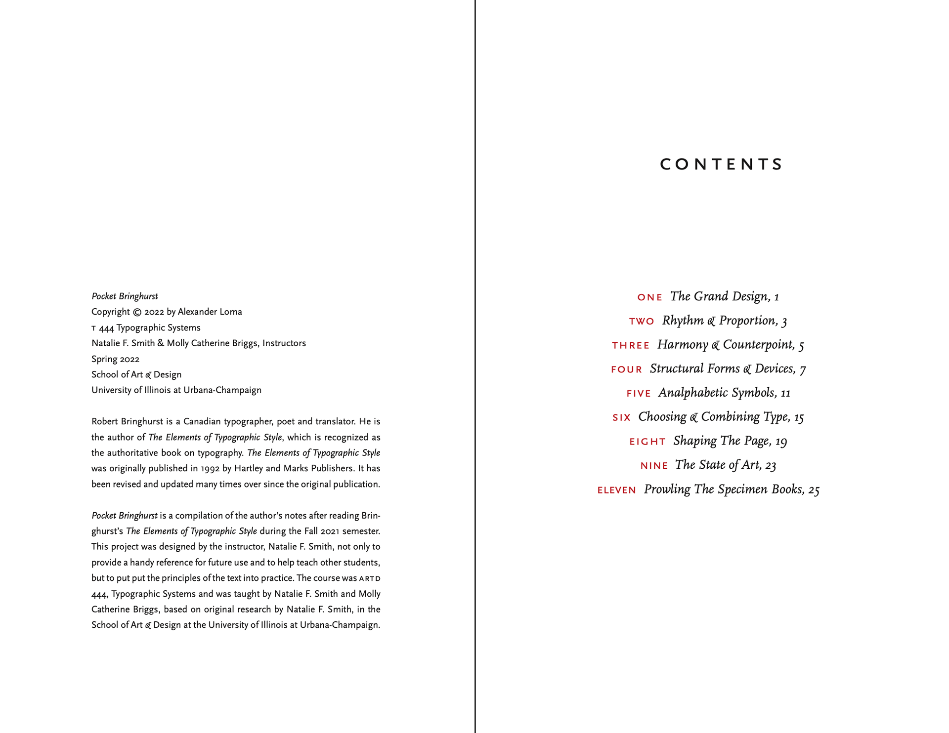 Copyright Page and Table of Contents