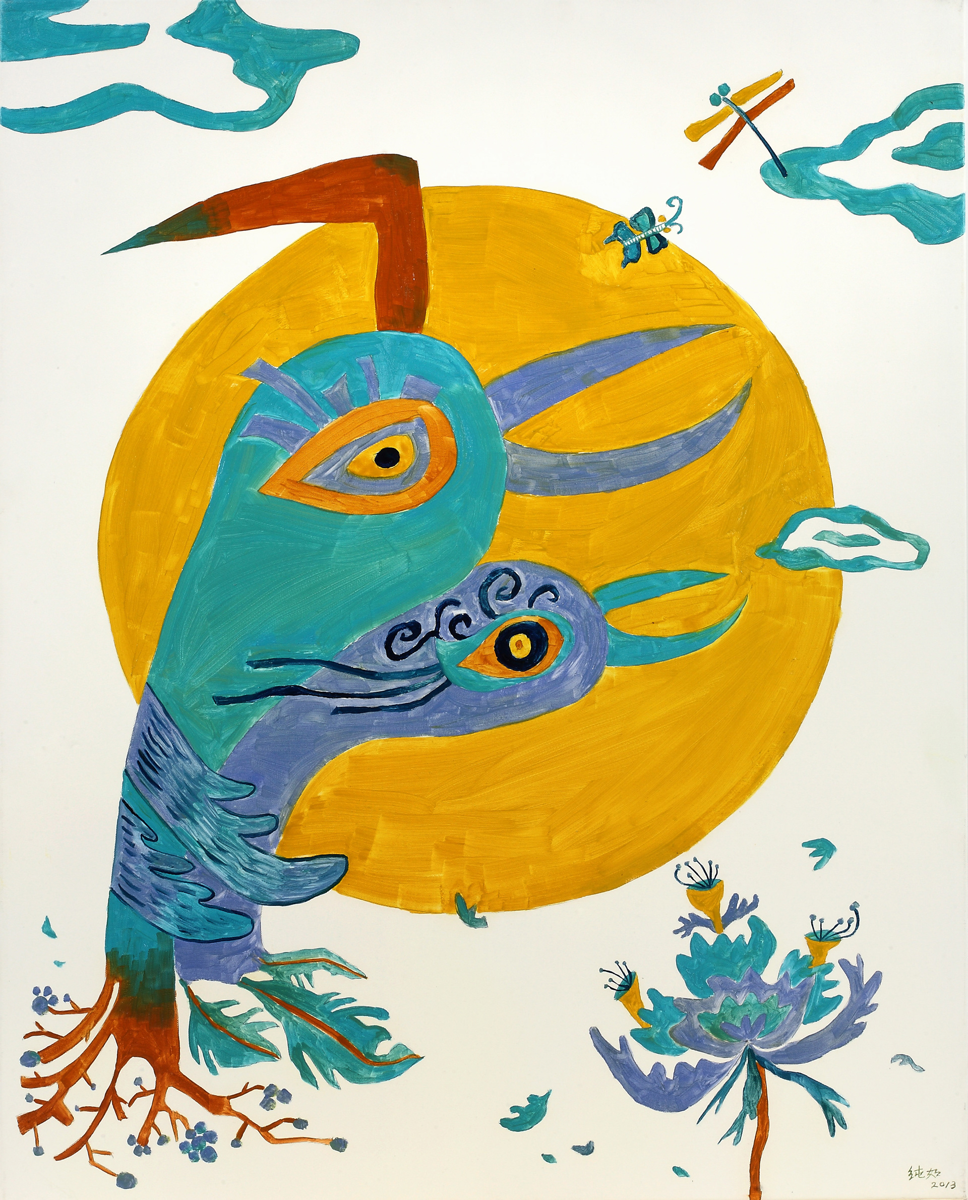 Joyful Birds among Blossoming Flowers, 2013, acrylic on canvas