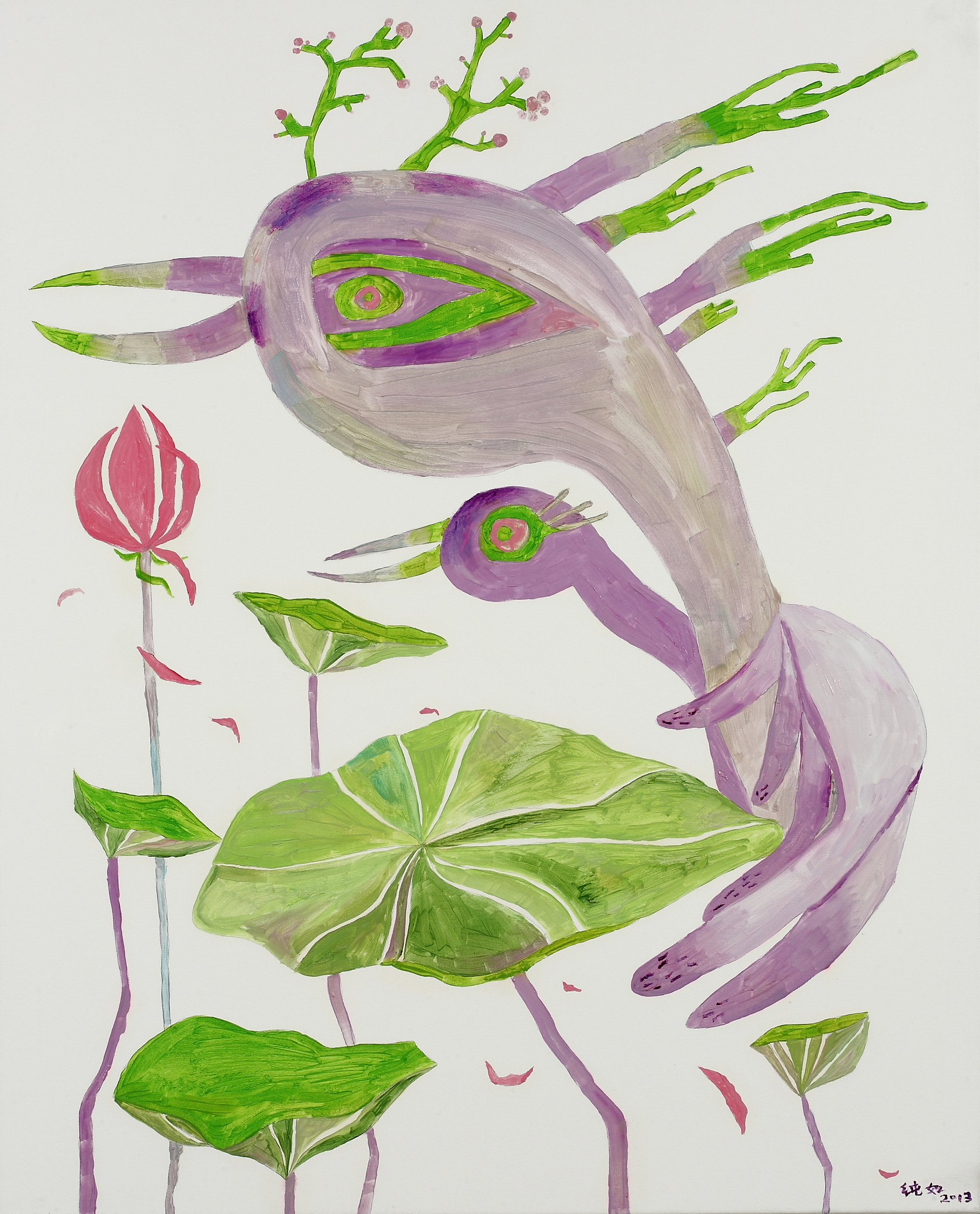 Joyful Birds among Blossoming Flowers, 2013, acrylic on canvas