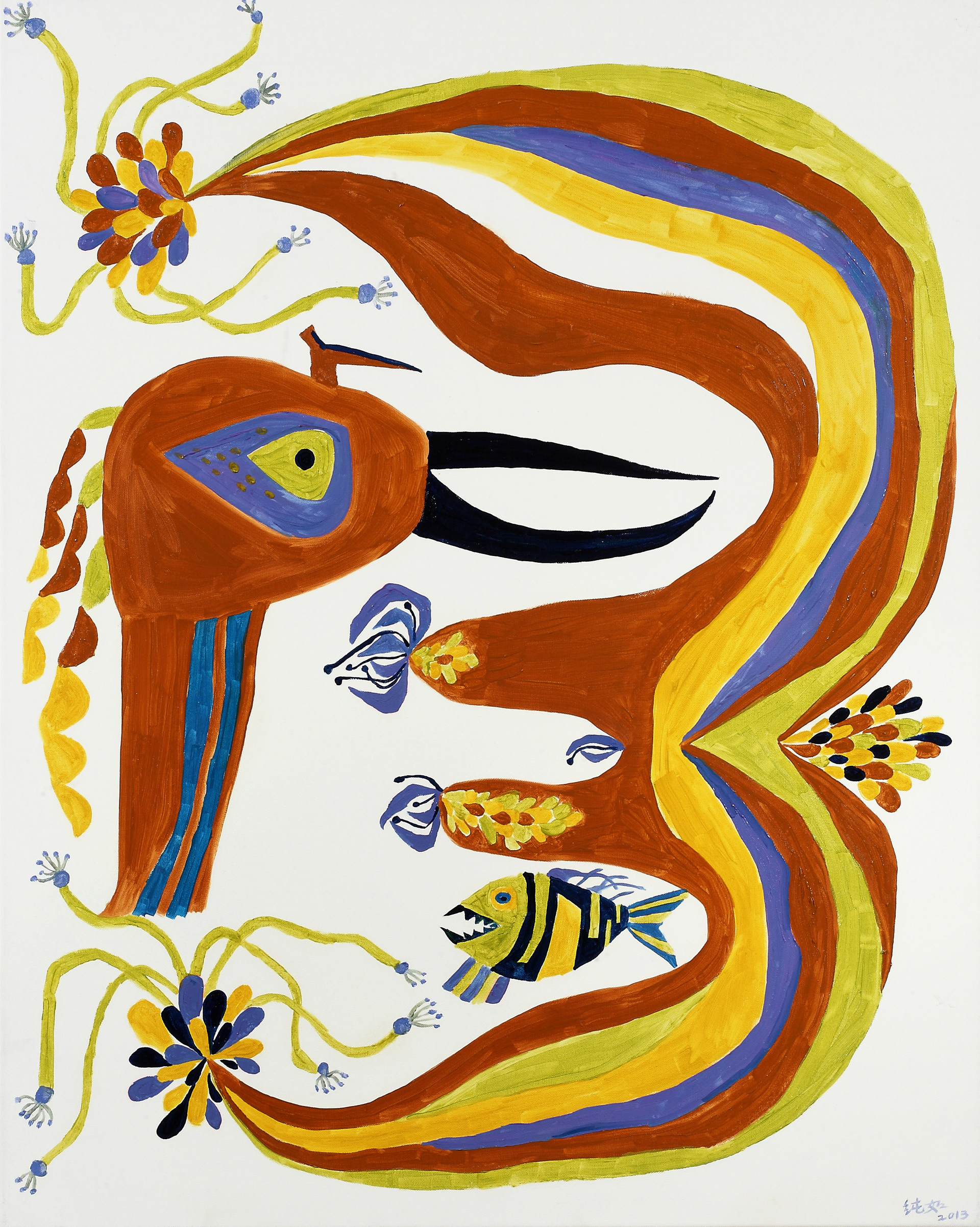 Joyful Birds among Blossoming Flowers, 2013, acrylic on canvas