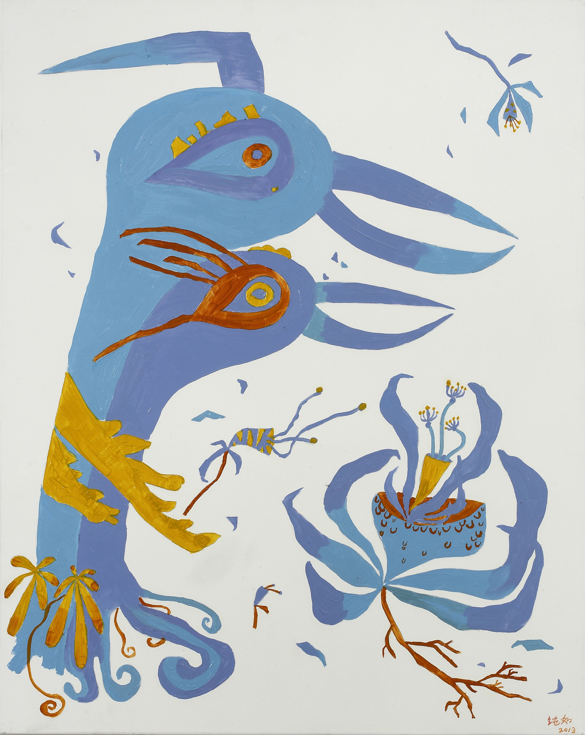 Joyful Birds among Blossoming Flowers, 2013, acrylic on canvas