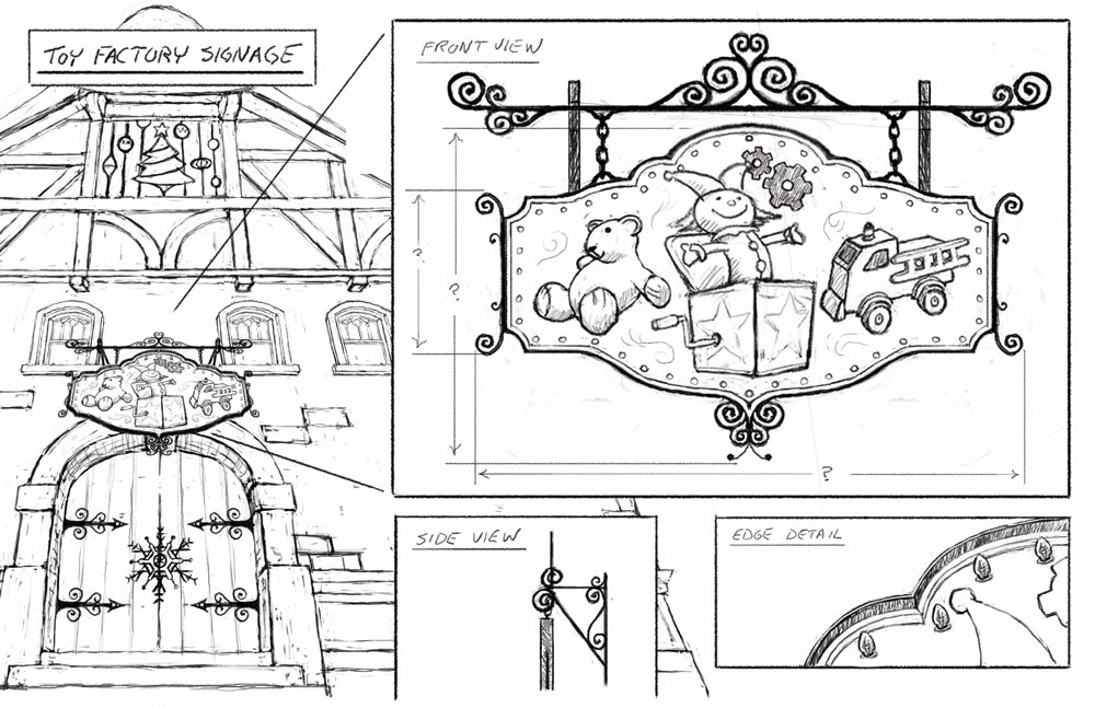 Toy Factory Sign - concept drawing