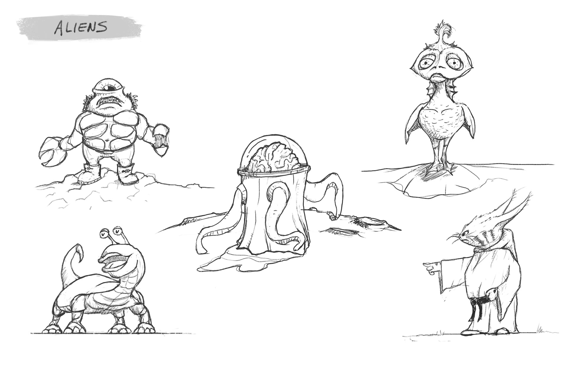 Alien character design concepts