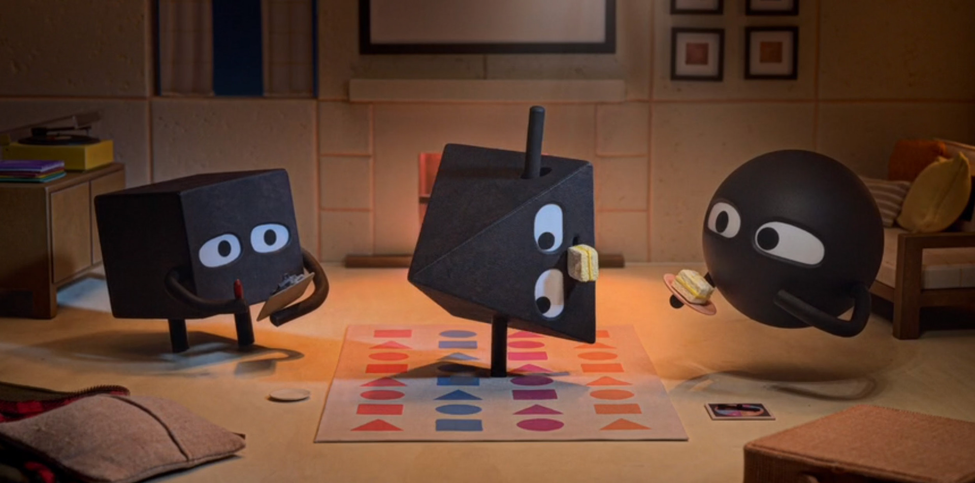 Characters playing 'twister' game - movie still