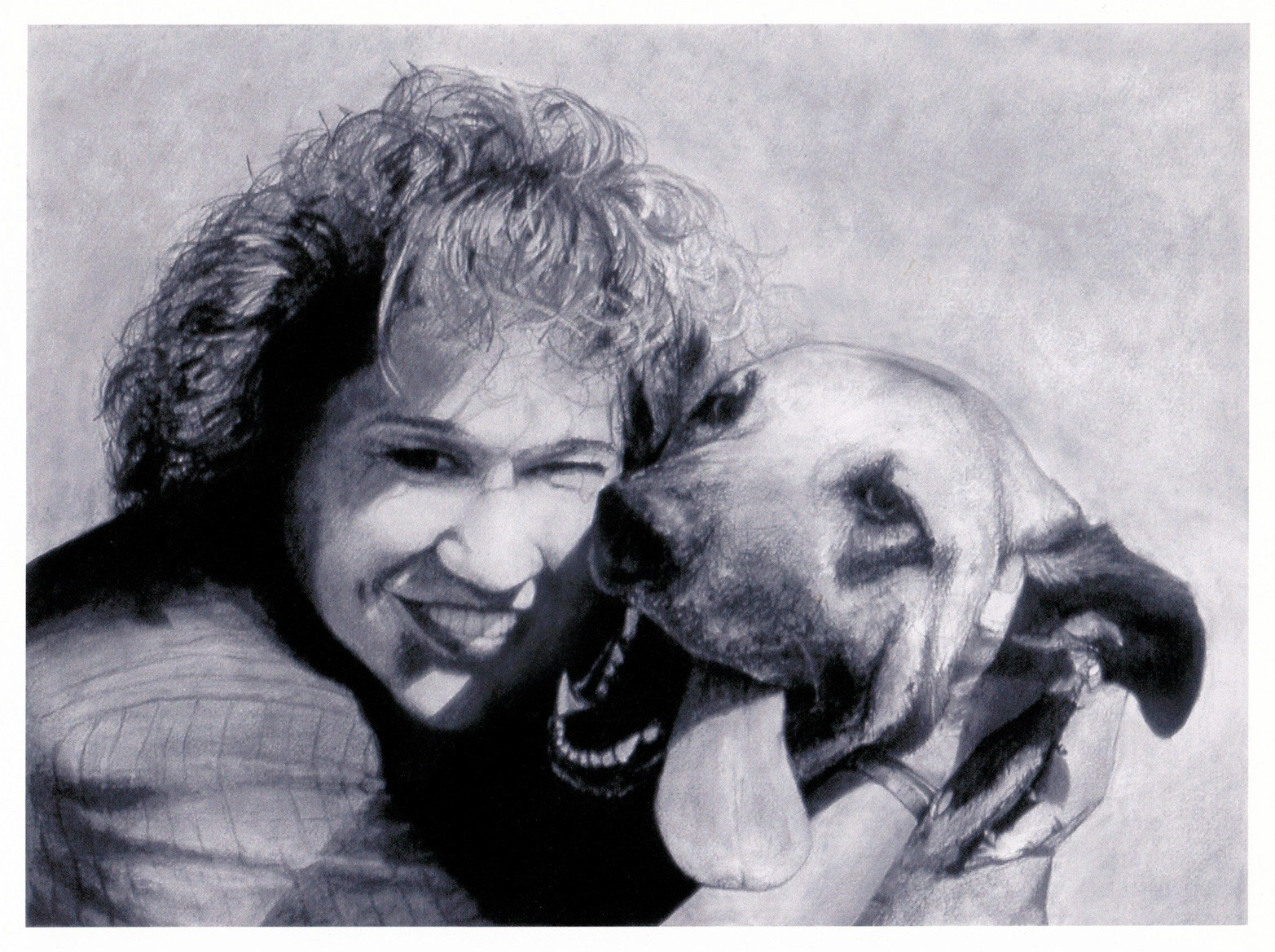 Woman with Dog | Charcoal on Paper