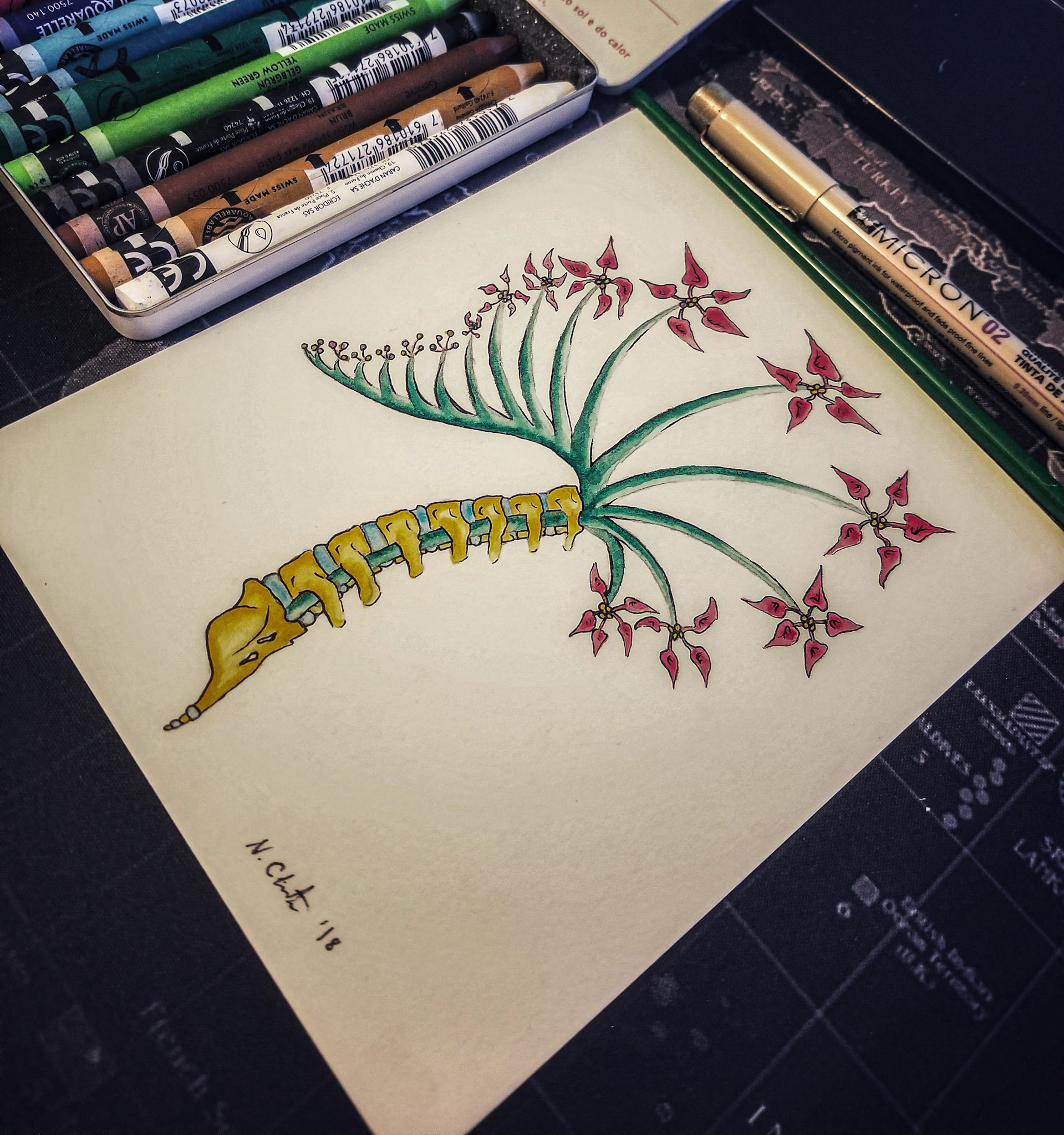 "Ortho Kinematics" Media: watercolor, ink, pressed cotton.