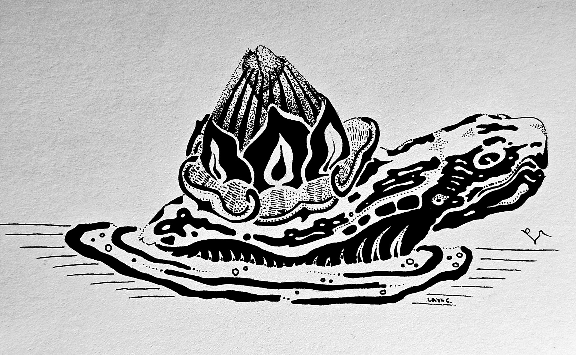 "Inkbasaur" Media: ink, paper.