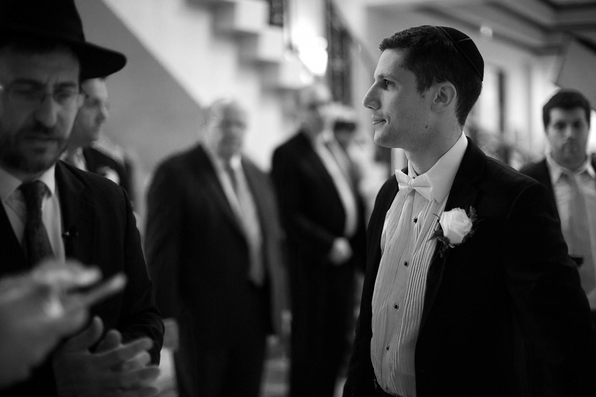 Modern Orthodox Jewish Wedding Grand Lodge Hunt Valley Baltimore Chosson Kallah Tish Bedeken Chuppah Party Portraits Spring Cloudy Rain Fran Berger