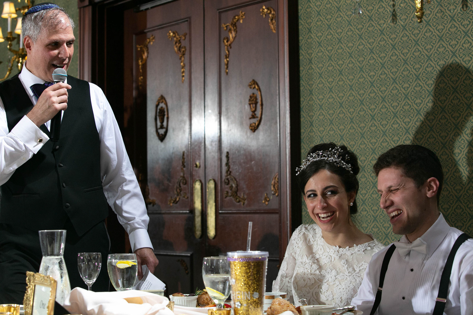 Modern Orthodox Jewish Wedding Grand Lodge Hunt Valley Baltimore Chosson Kallah Tish Bedeken Chuppah Party Portraits Spring Cloudy Rain Fran Berger