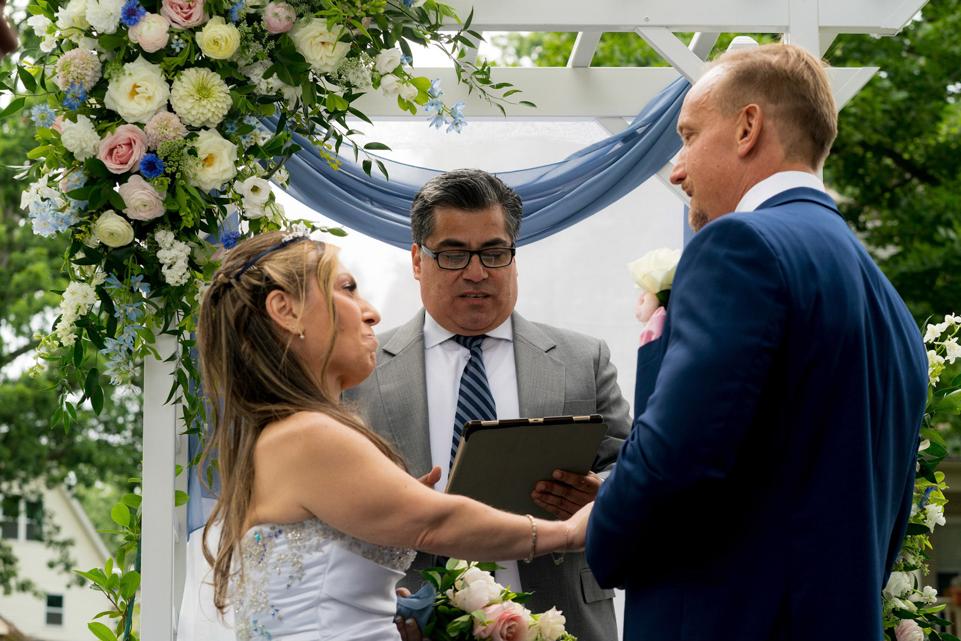 Marina and Mike’s intimate wedding at their home in Arlington, VA.