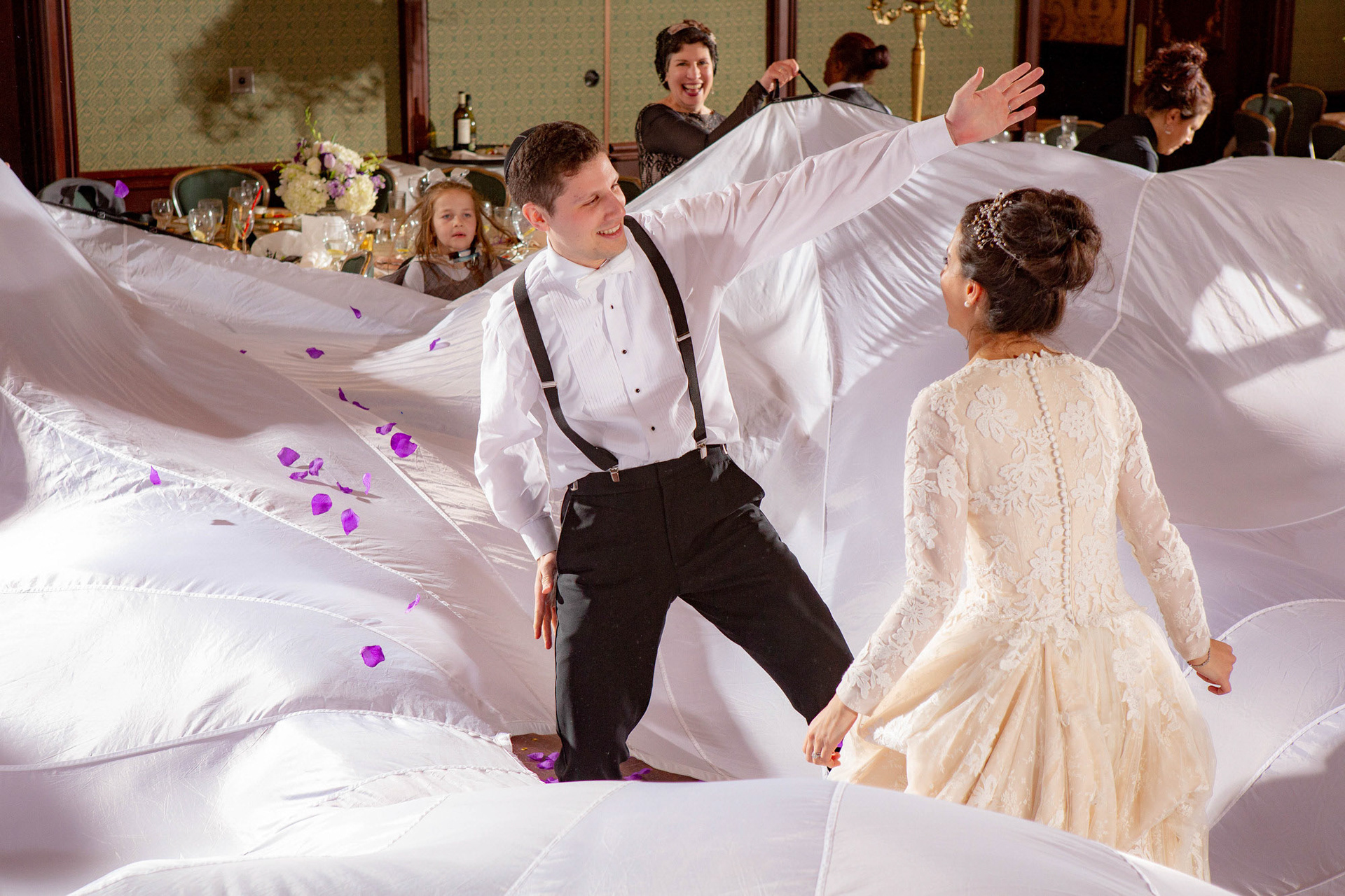 Modern Orthodox Jewish Wedding Grand Lodge Hunt Valley Baltimore Chosson Kallah Tish Bedeken Chuppah Party Portraits Spring Cloudy Rain Fran Berger