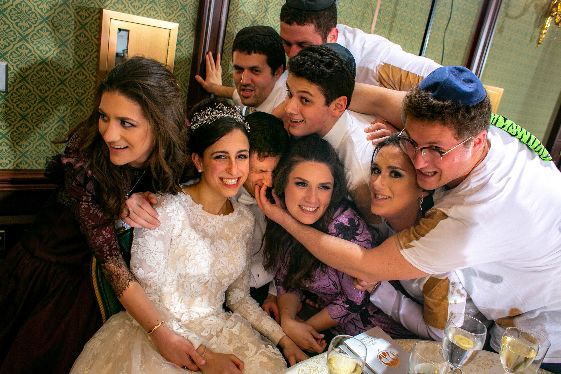 Modern Orthodox Jewish Wedding Grand Lodge Hunt Valley Baltimore Chosson Kallah Tish Bedeken Chuppah Party Portraits Spring Cloudy Rain Fran Berger