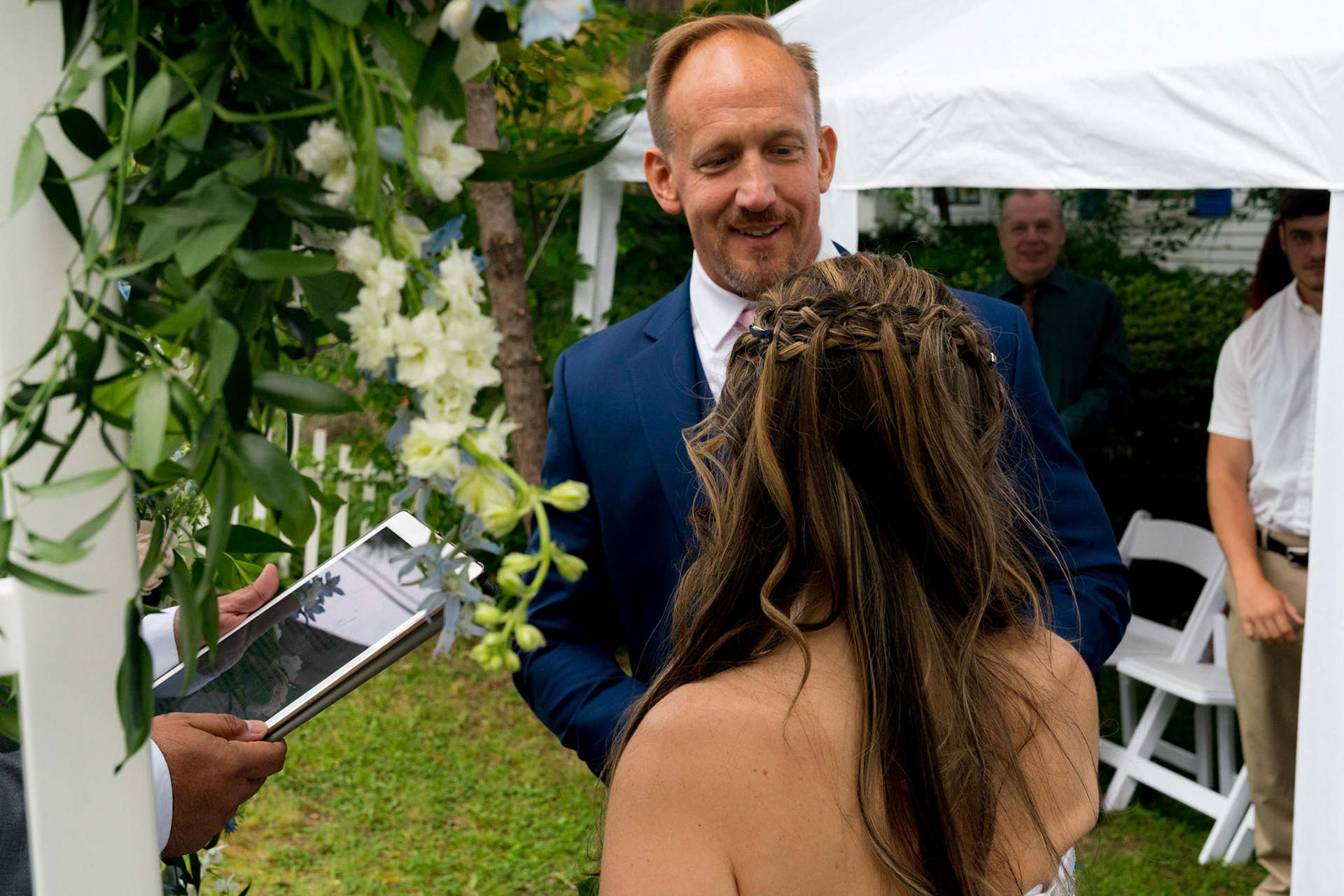 Marina and Mike’s intimate wedding at their home in Arlington, VA.