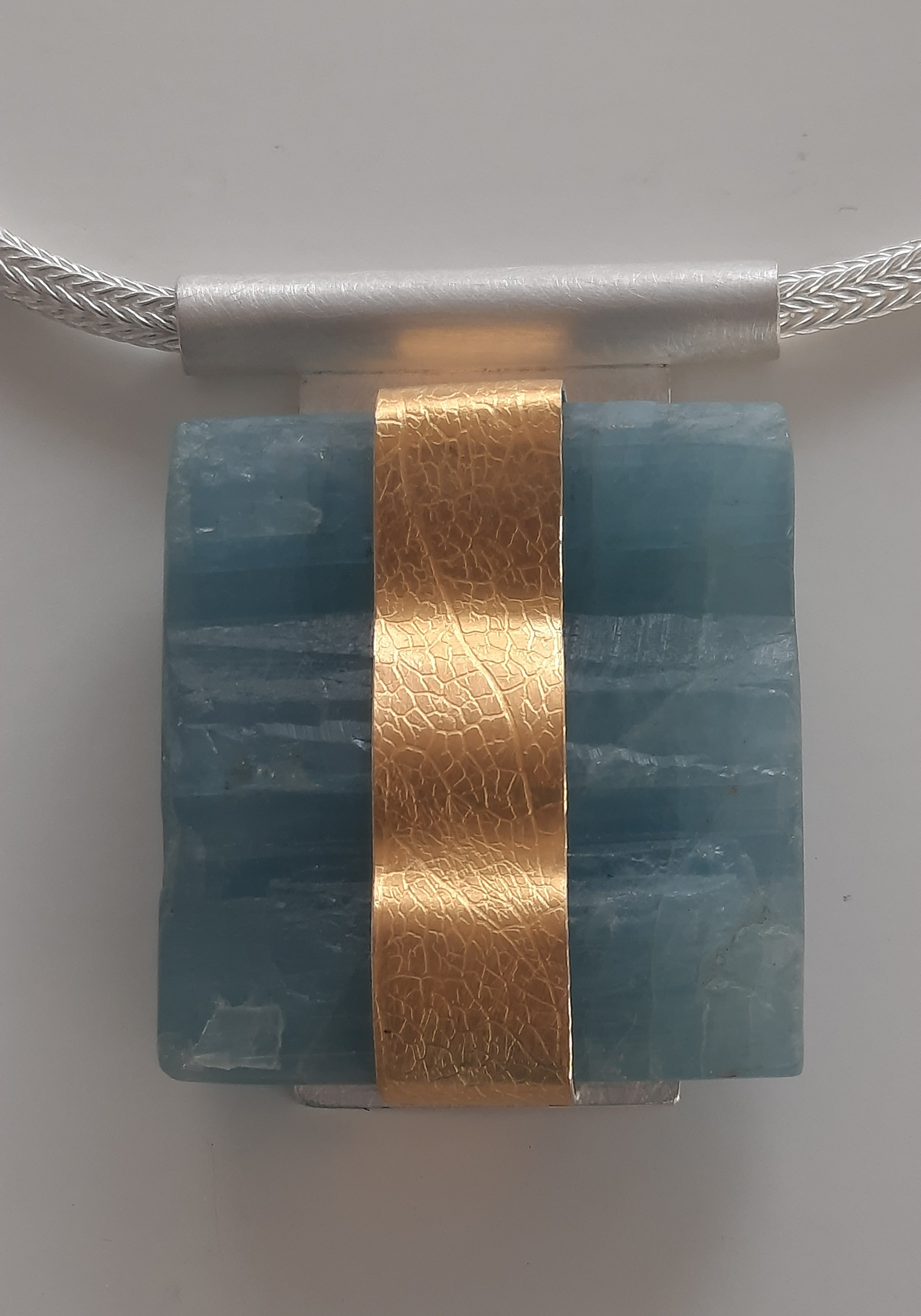 Anhänger, 935 Silber, Feingold, Aquamarin