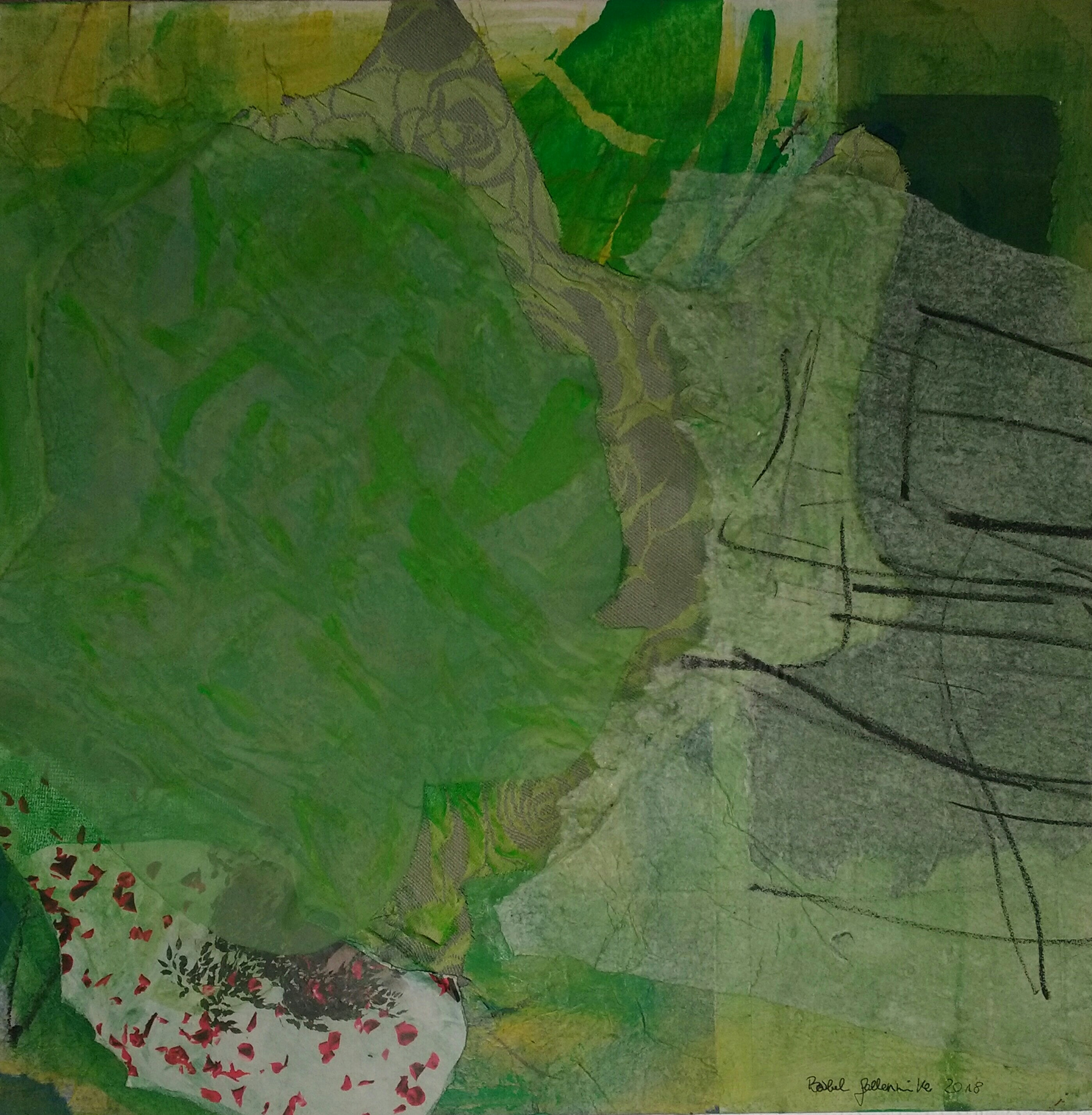 ein Hauch von Rosenblättern, Materialmix, 48x49 cm