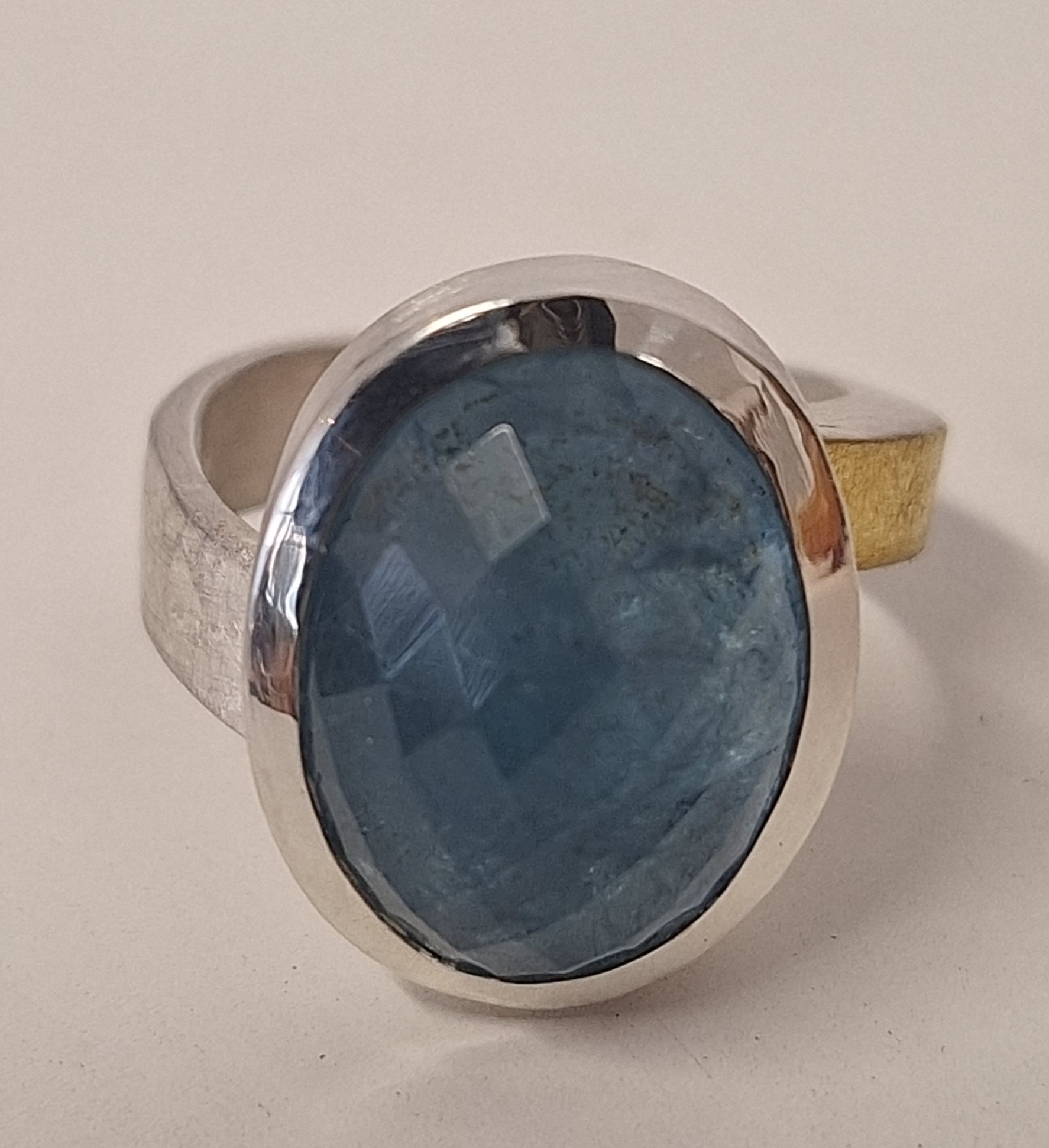Ring, 935 Silber, Feingold, Aquamarin