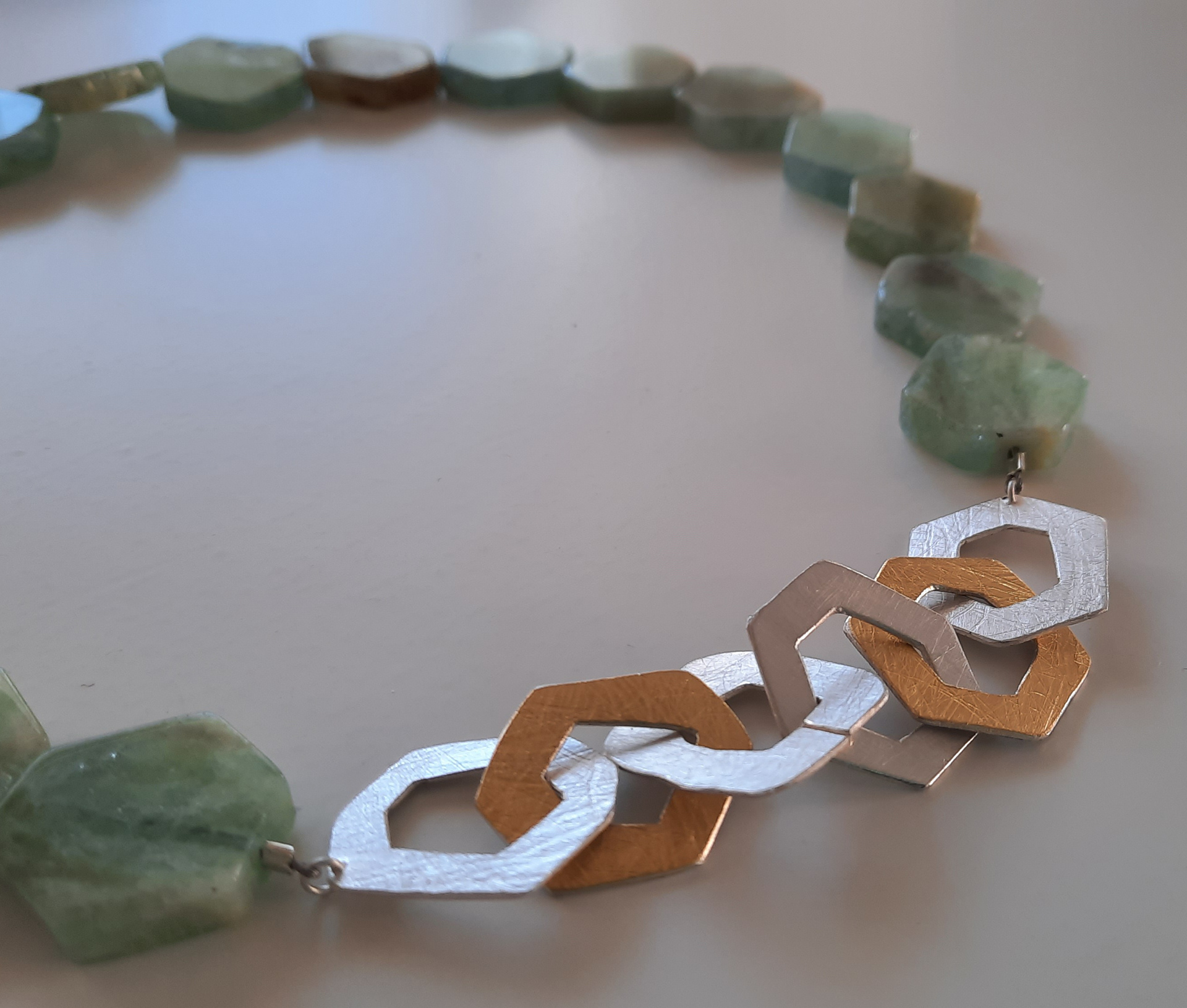 Kette, 935 Silber, Feingold, Aquamarin