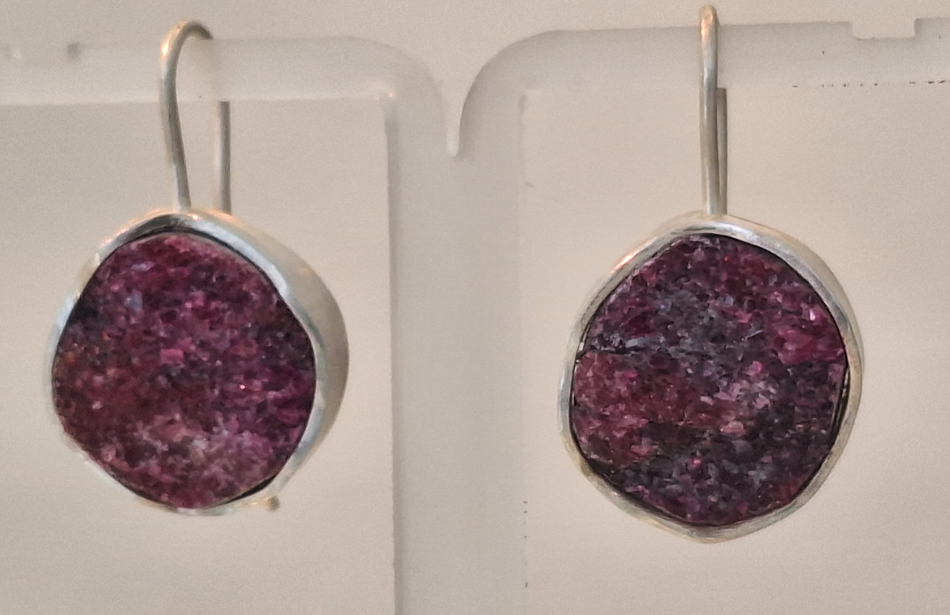 Ohrhänger, 935 Silber, Kobaltcalcit