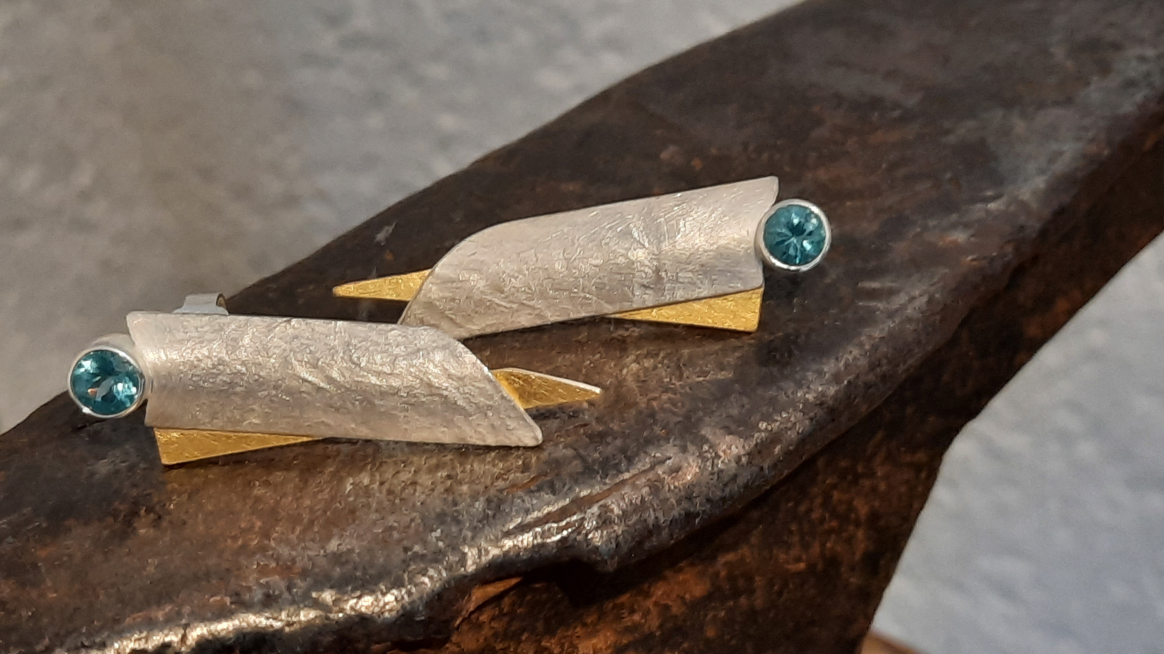 Ohrstecker, 925 Silber, Feingold, Apatit