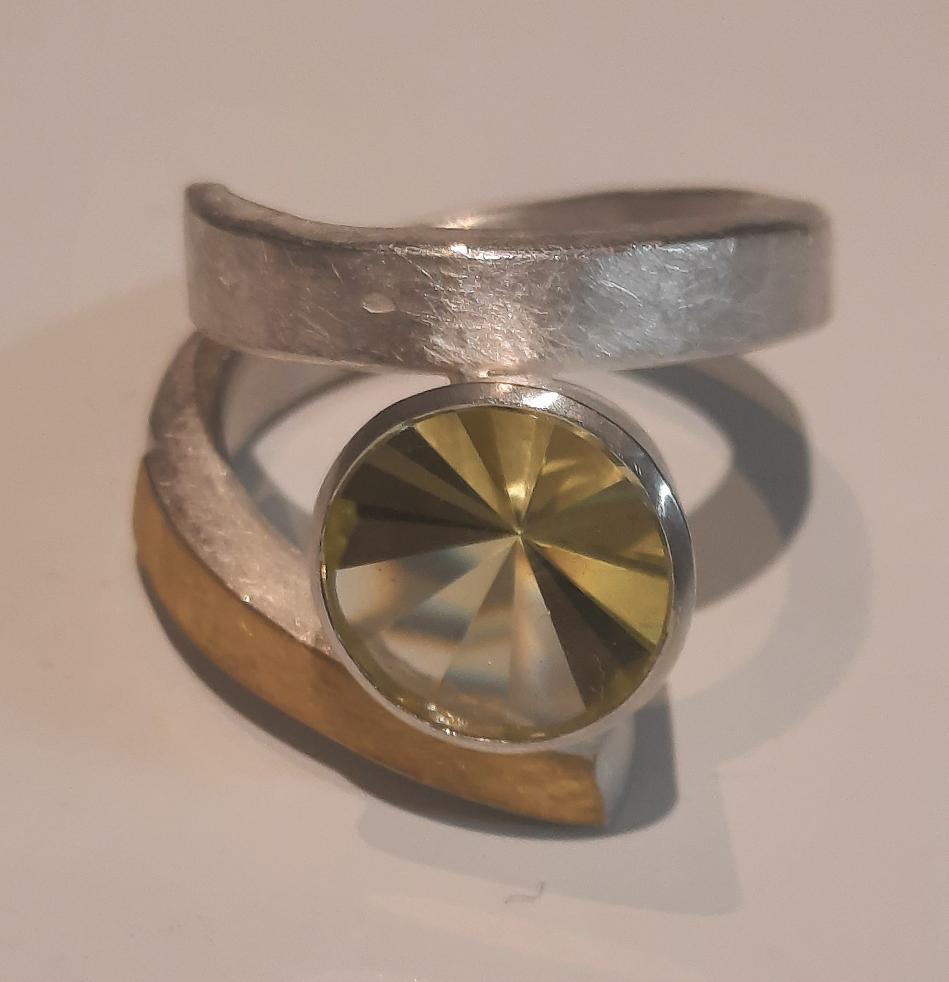 Ring, 935 Silber, Feingold, Lemoncitrin