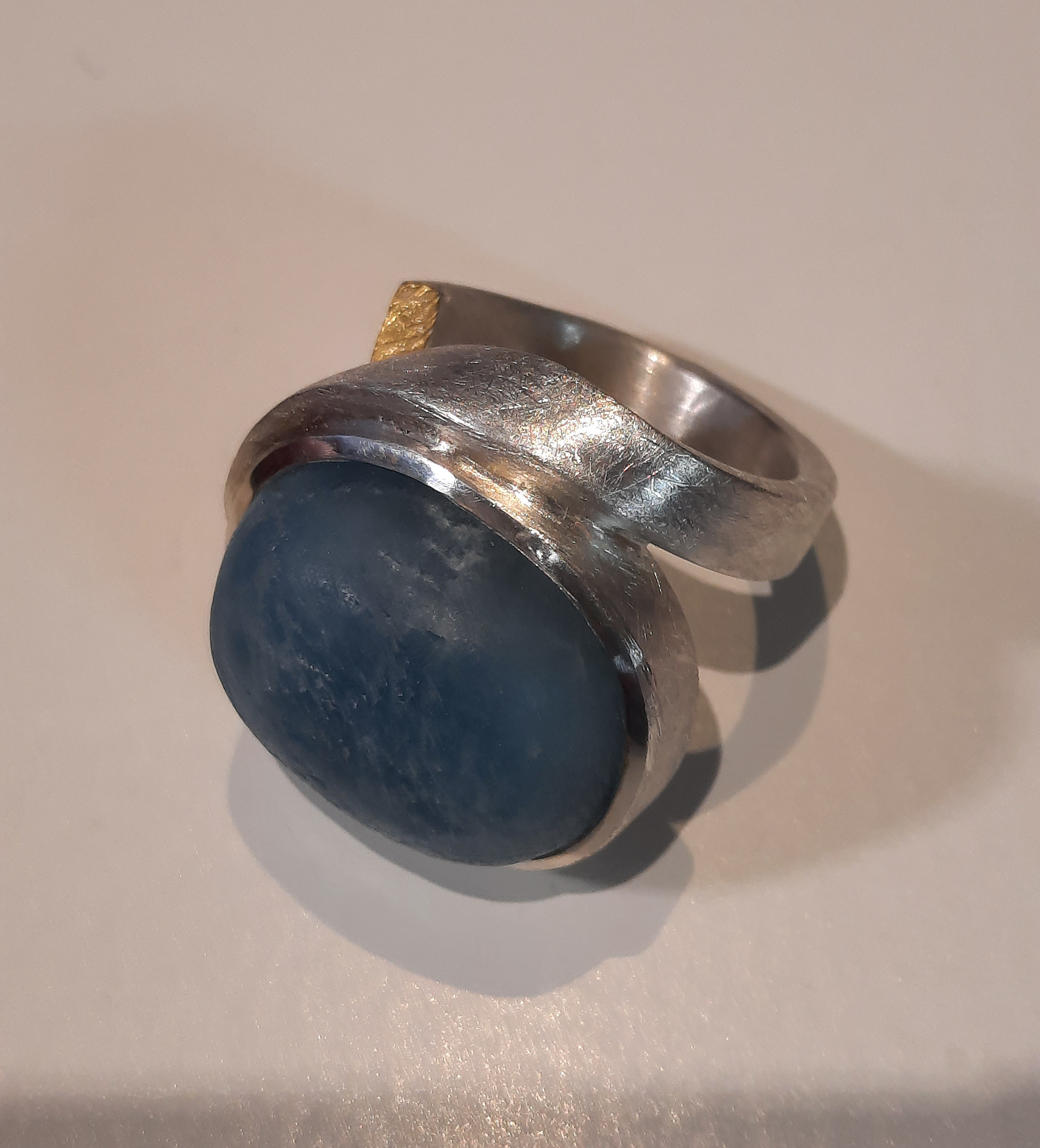 Ring, 935 Silber, Feingold, Aquamarin