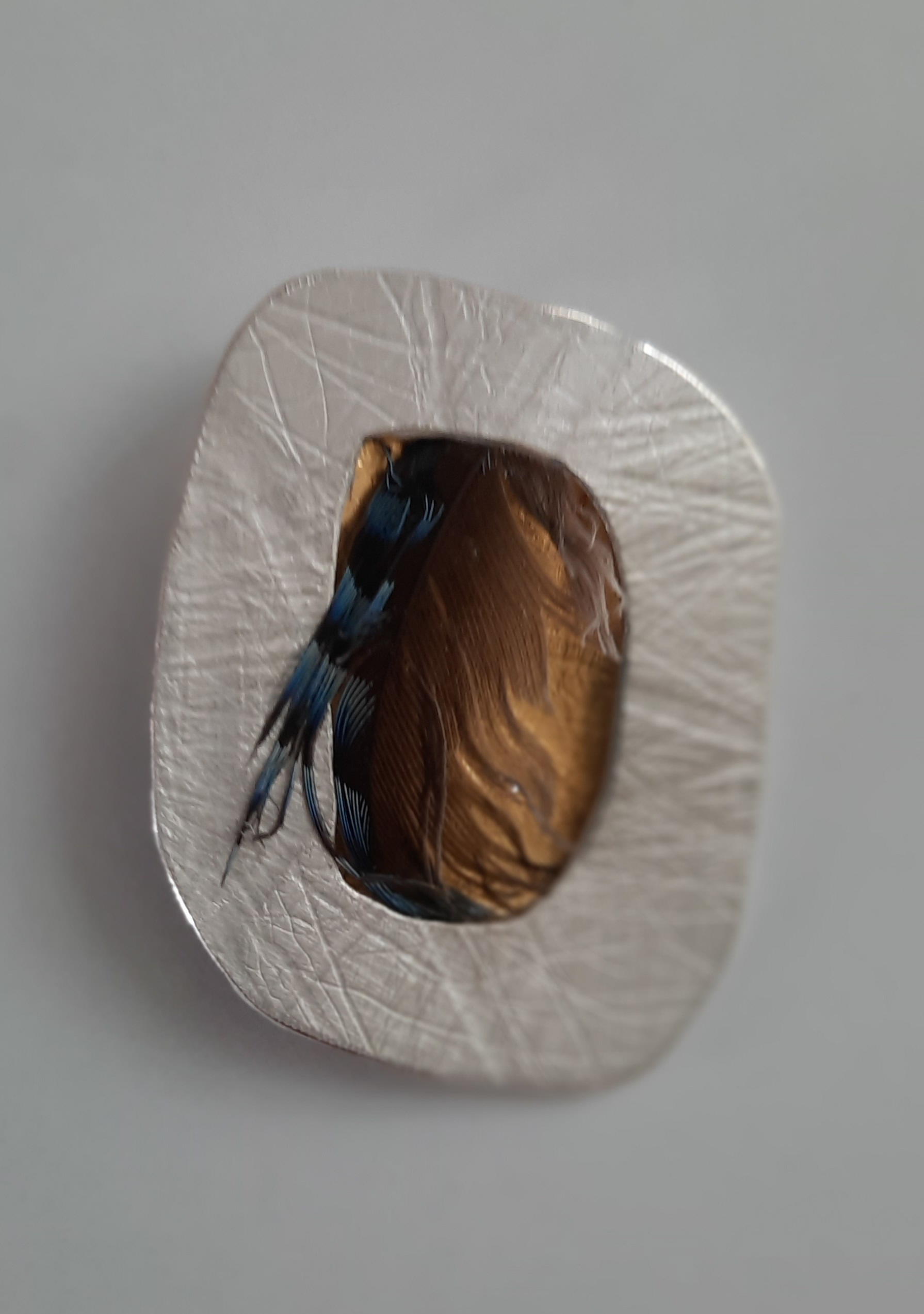 Anhänger, 935 Silber, Feingold, Feder