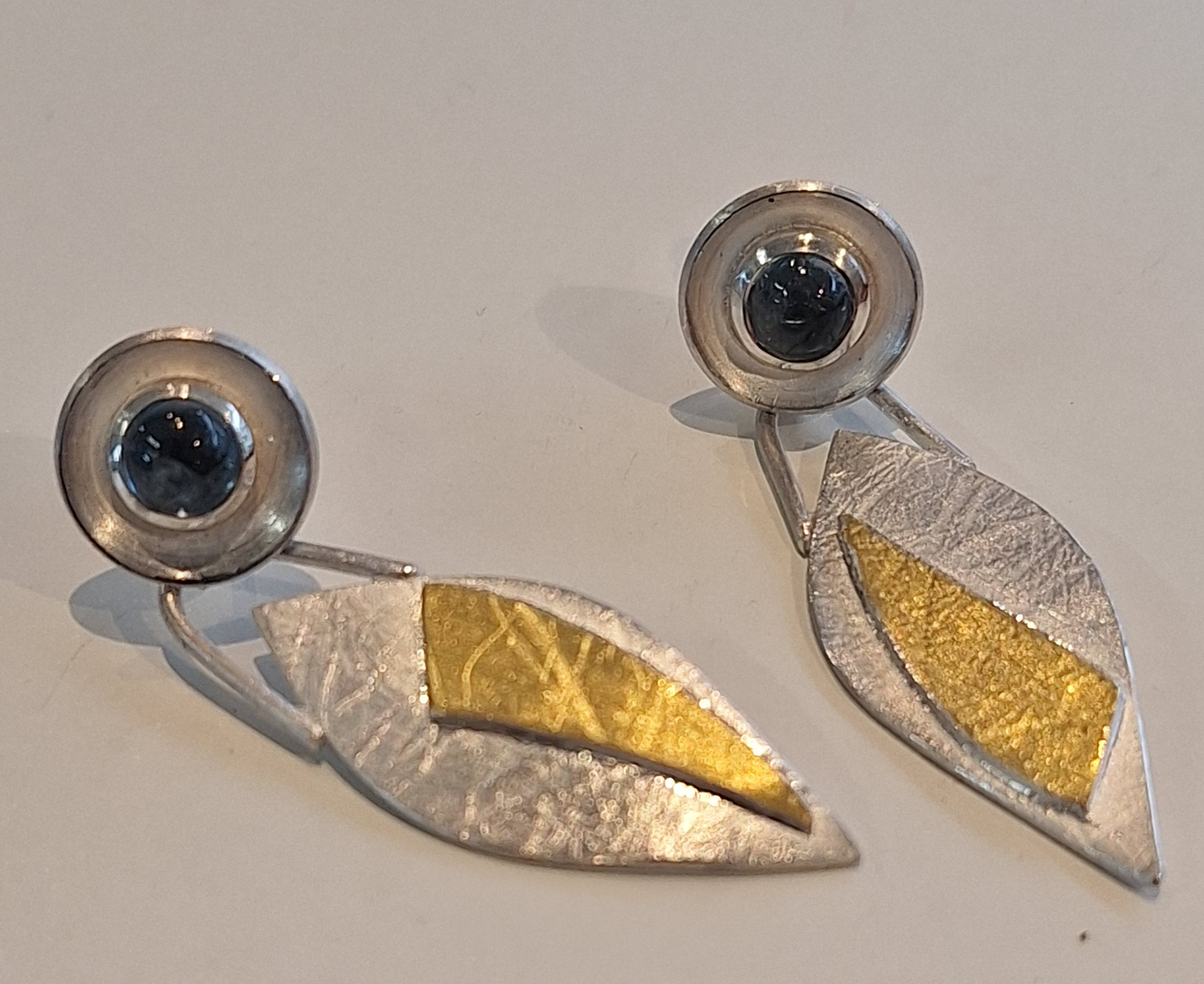 Ohrstecker, 935 Silber, Feingold, Aquamarin